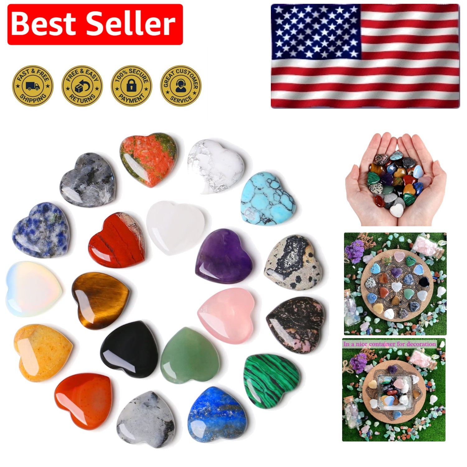 Elegant 20PCS Natural Healing Crystal Gift Box for Women - Stress Relief Stones
