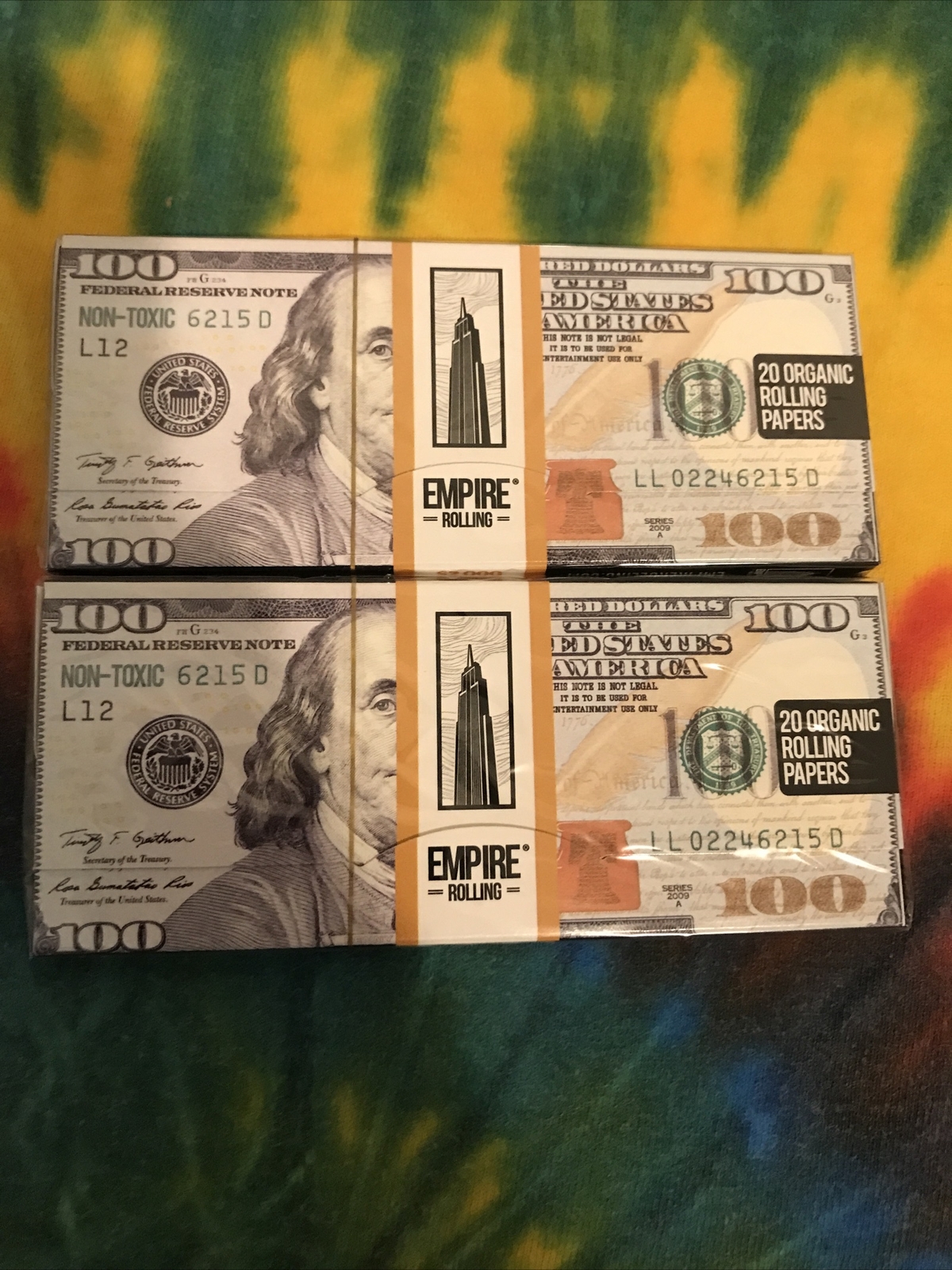 EMPIRE $100.00 BILL (2) PACKS ORGANIC KING SIZE SLIM (20 LEAVES/TIPS) SHIPS USA