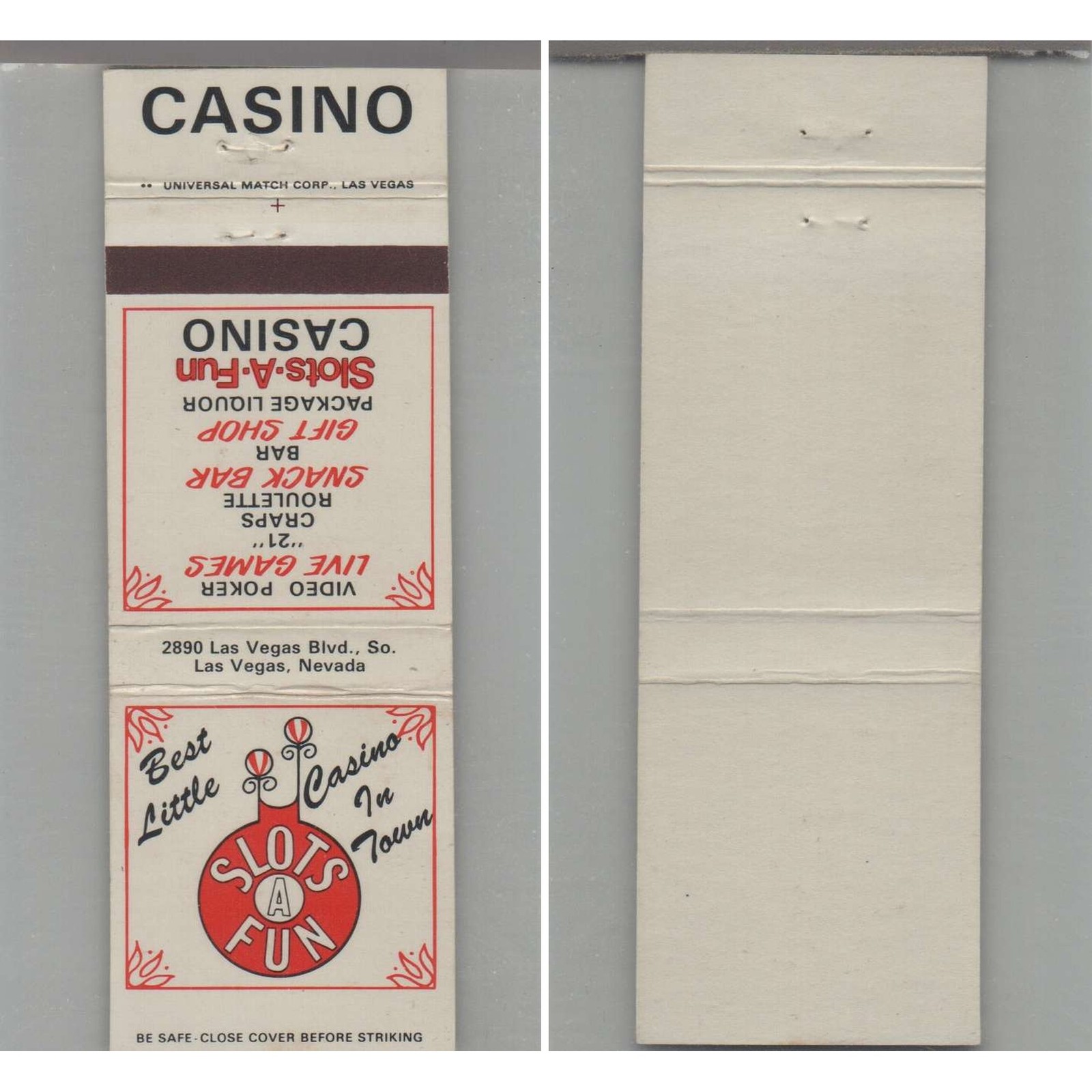 Matchbook Cover Slots-A-Fun Casino Las Vegas NV