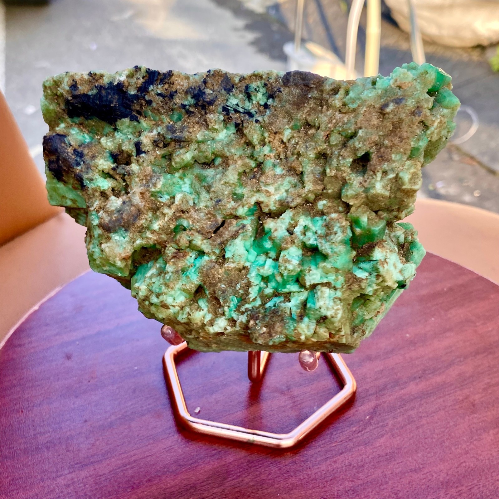 1.24LB Natural Raw Emerald Crystal Cluster on Matrix, High Energy Healing Stone
