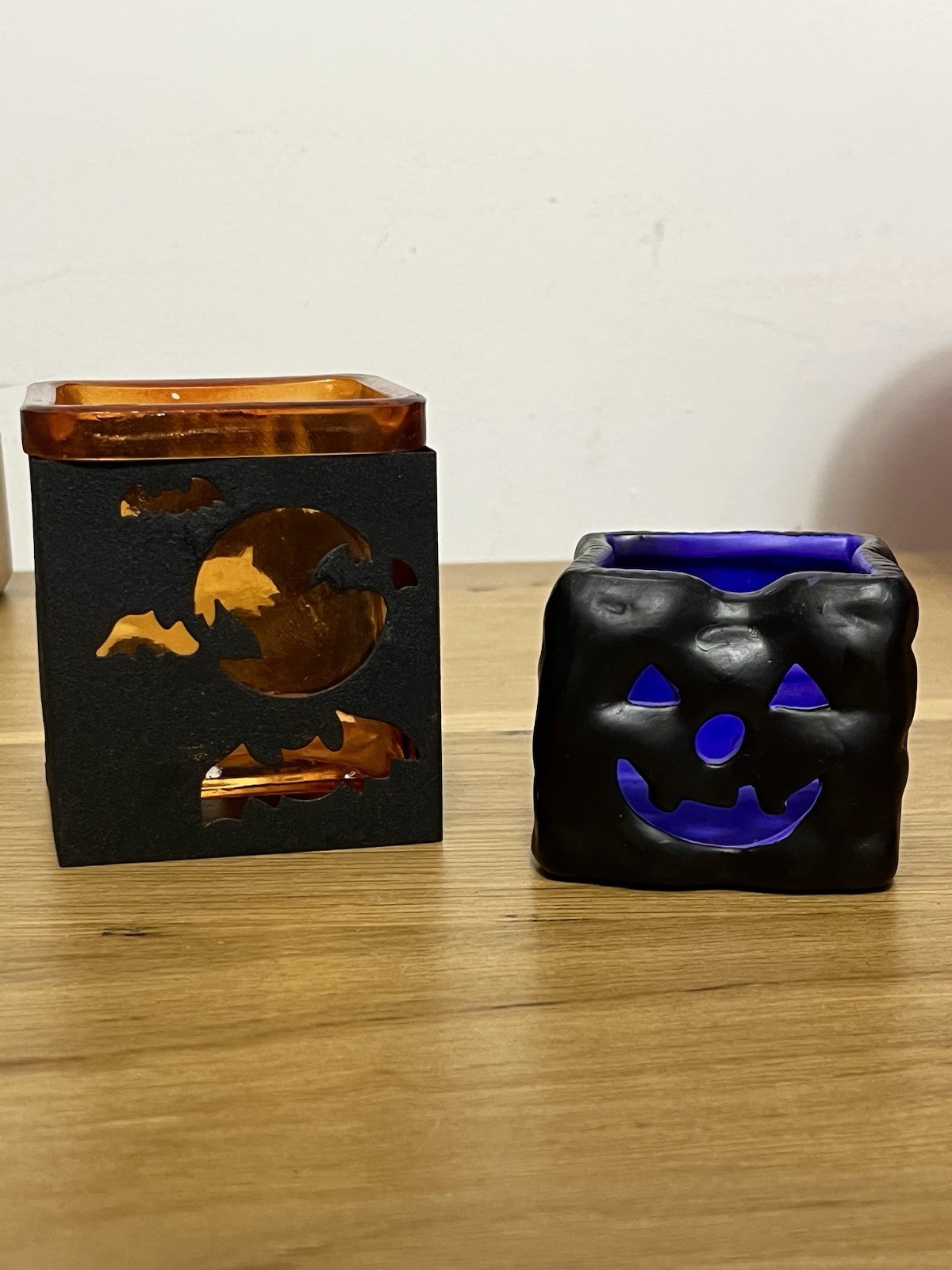 two vintage Halloween tealight holders
