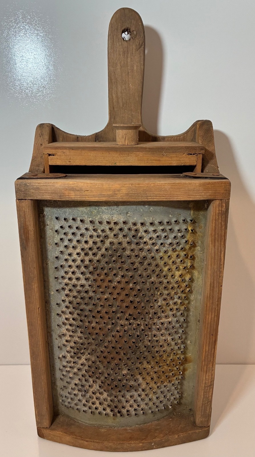 Vintage Primitive Wooden Grater Box Drawer Kitchen Wall Hanging 15”