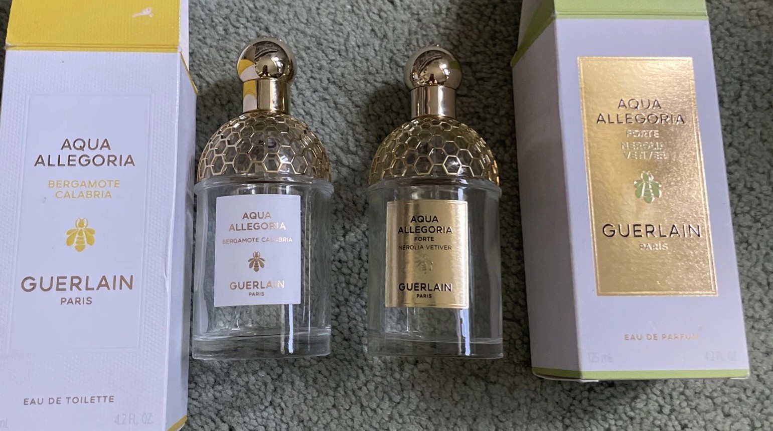 2 EMPTY GUERLAIN 4.2 Oz BOTTLES & Boxes Aqua Allegoria EDT Bergamote & EDP Forte