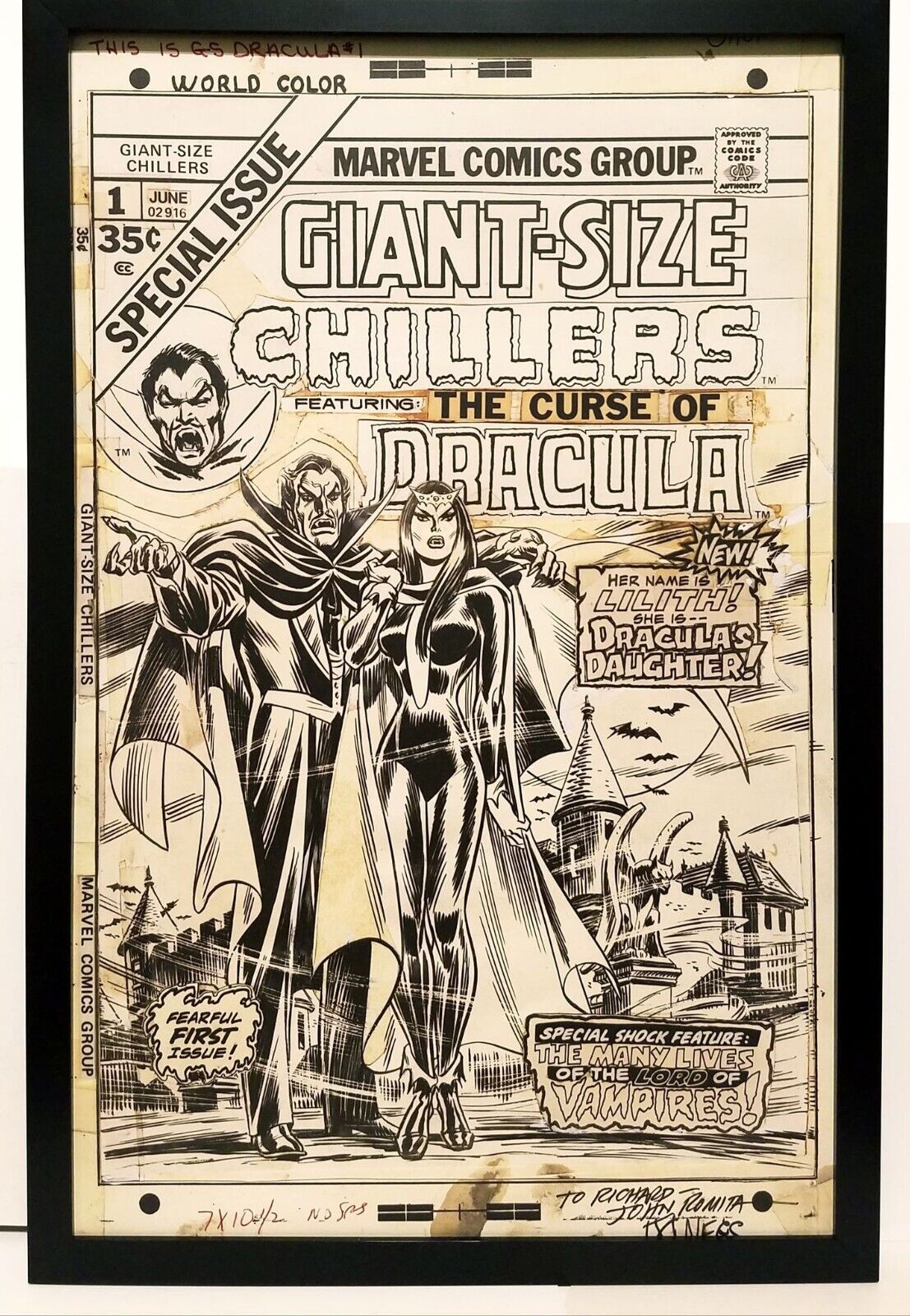 Giant Size Chillers #1 by John Romita 11x17 FRAMED Original Art Poster Marvel Co