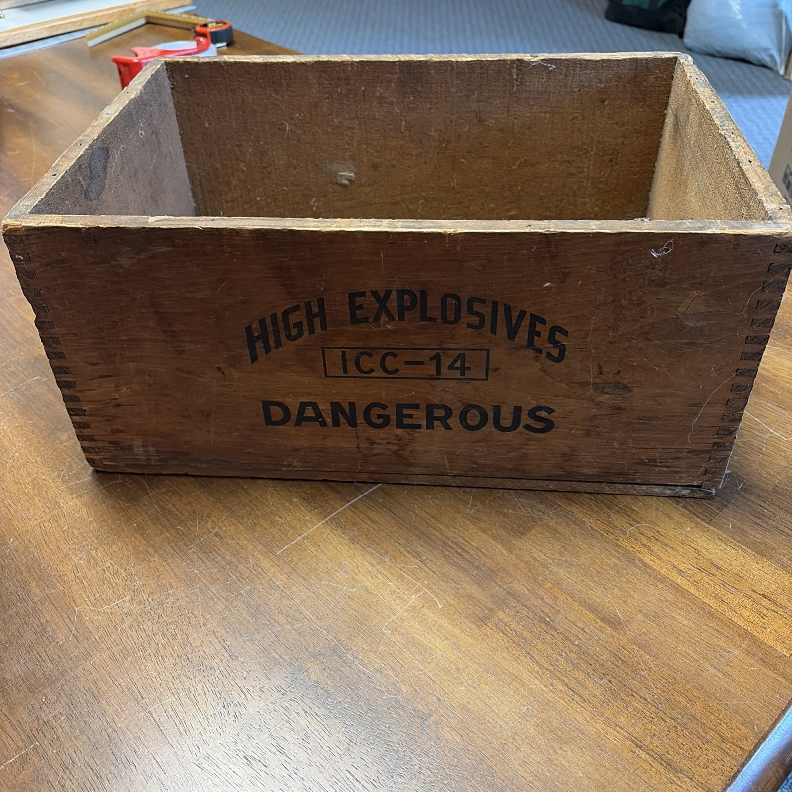 Vintage Burton Explosives Wooden Nitro Glycerin Dynamite Crate Box 12x18x8”