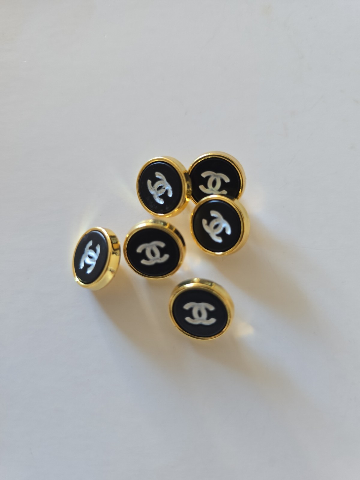 STAMPED Chanel lot of 6 Designer Gold Button Metal 10mm Heavy