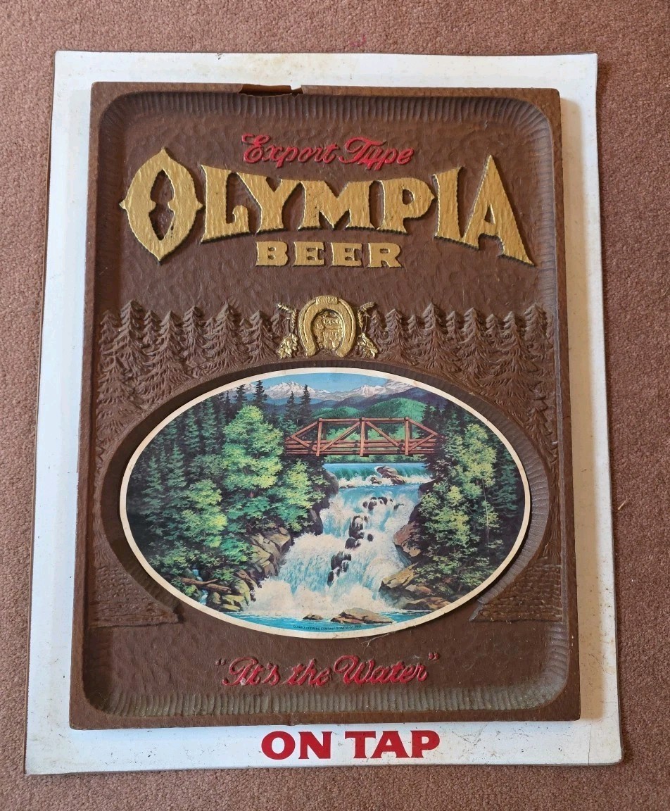 VTG Olympia Beer \'It’s The Water\' ON TAP Waterfall Sign Bar Decor Plastic 24x19 VTG Olympia Beer \'It’s The Water\' ON TAP Waterfall Sign Bar Decor Plastic 24x19