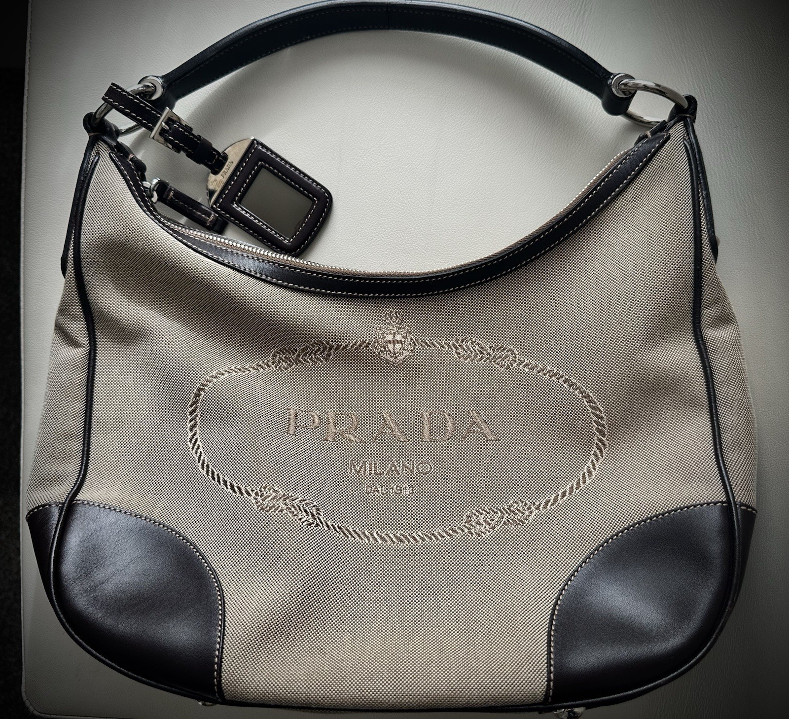 Prada Jacquard Hobo Shoulder Bag