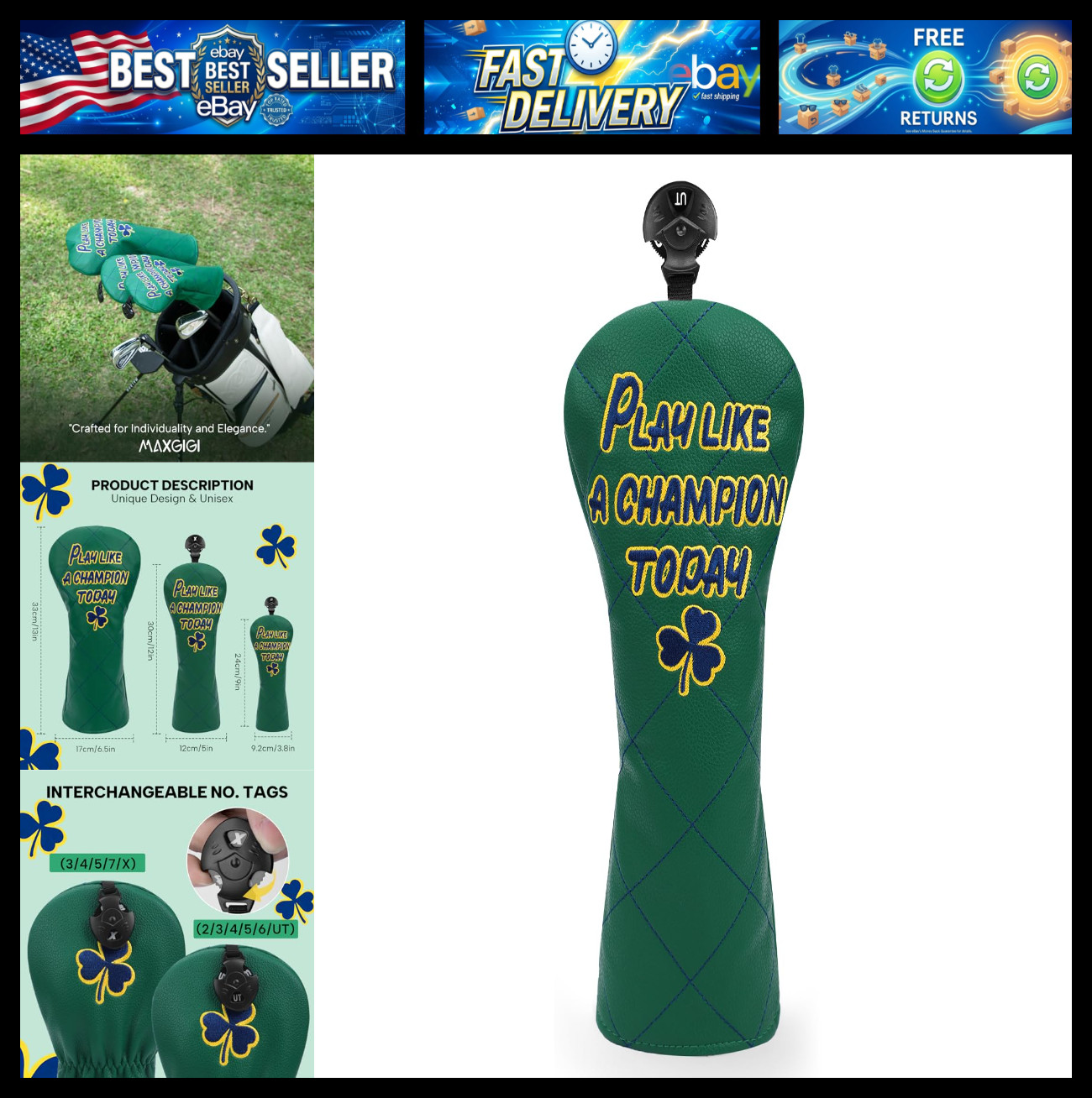 Play Like A Champion Today Golf Headcovers Leather Golf Club Covers