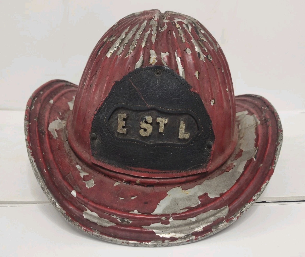 Vintage Cairns & Bros. Aluminum Fire Helmut w/Leather Badge East St. Louis? 