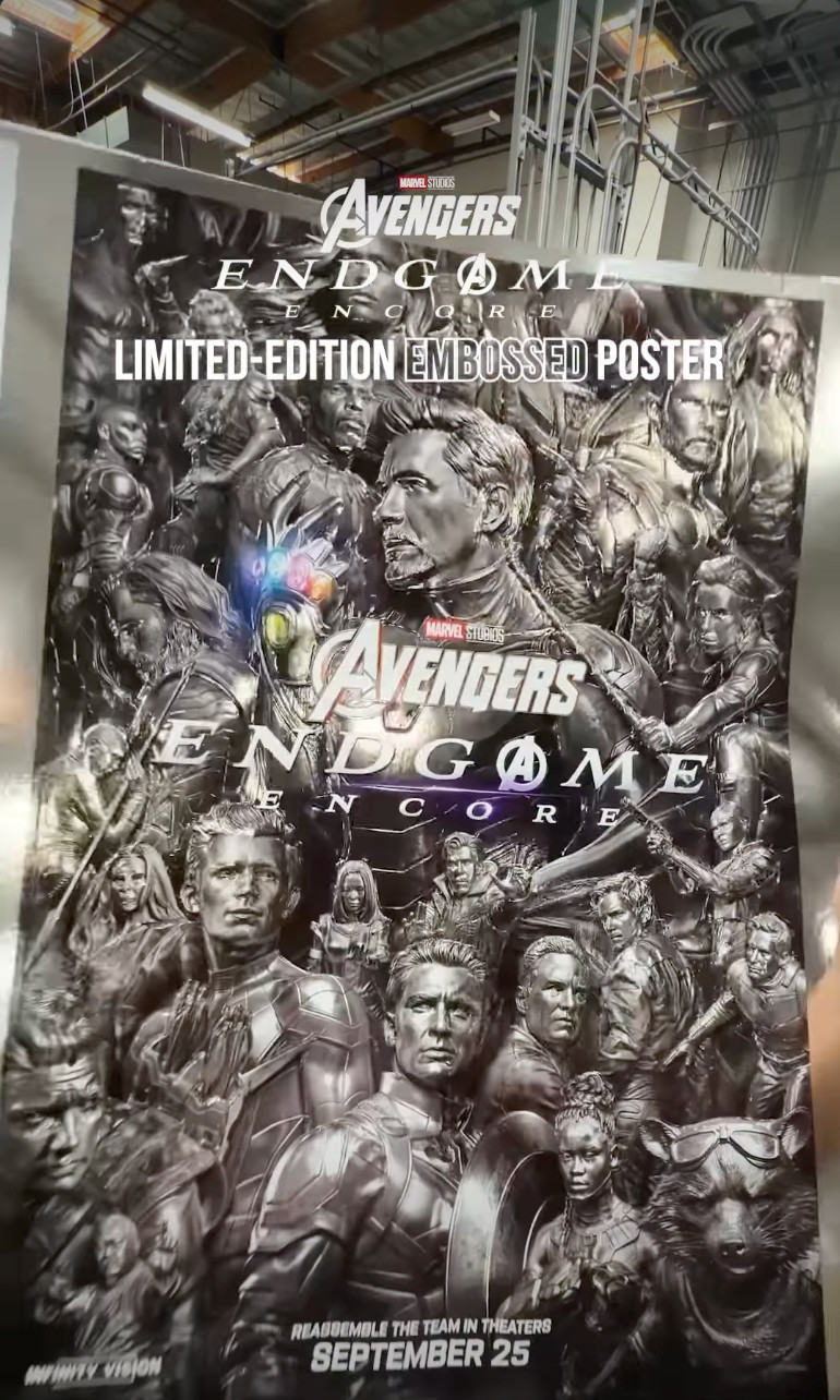 LIMITED EDITION Avengers: Endgame Encore EMBOSSED FOIL Poster from Regal - 13x19