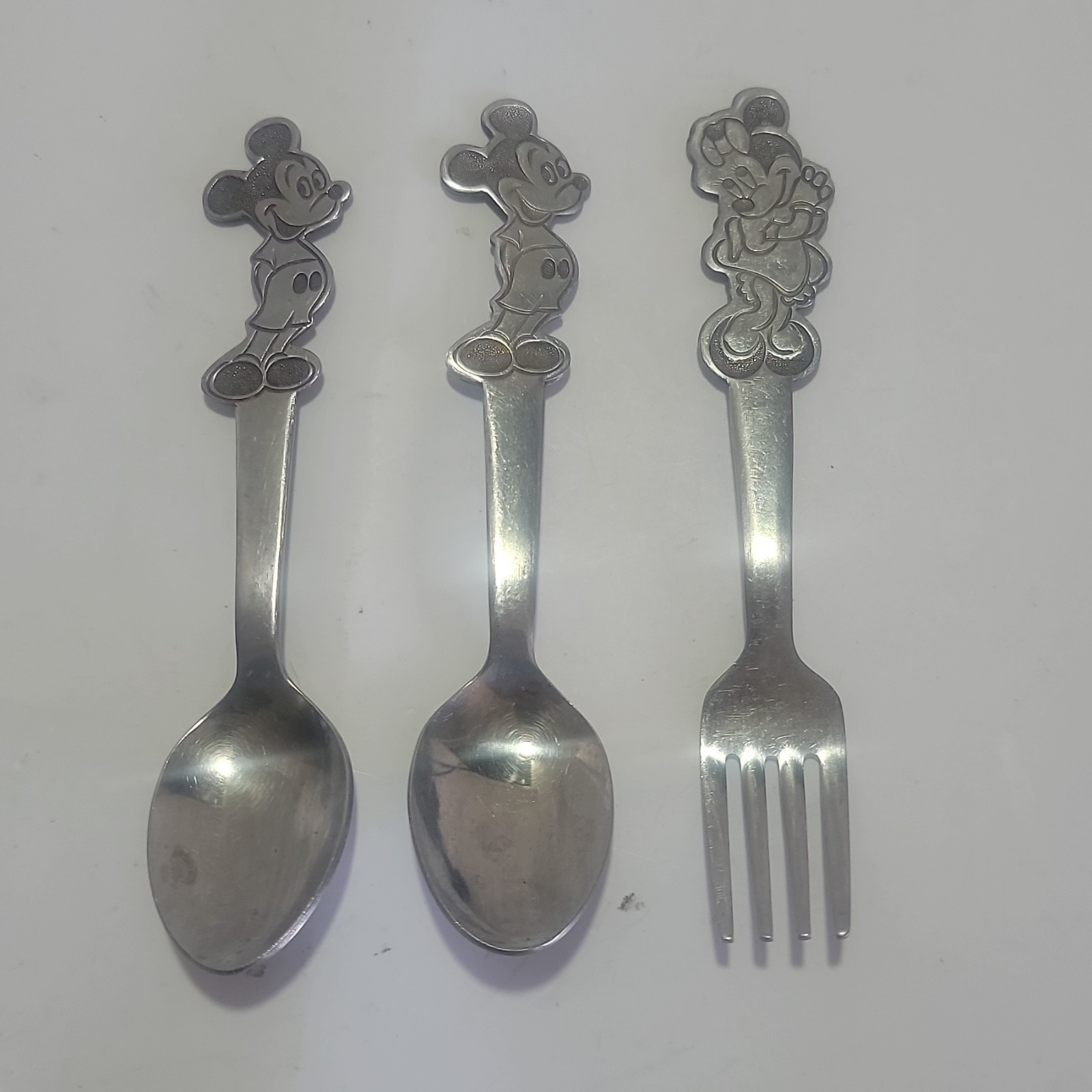 Vintage Walt Disney Mickey Minnie Flatware 3pc Bonny Japan Stainless 1970s 5.5\
