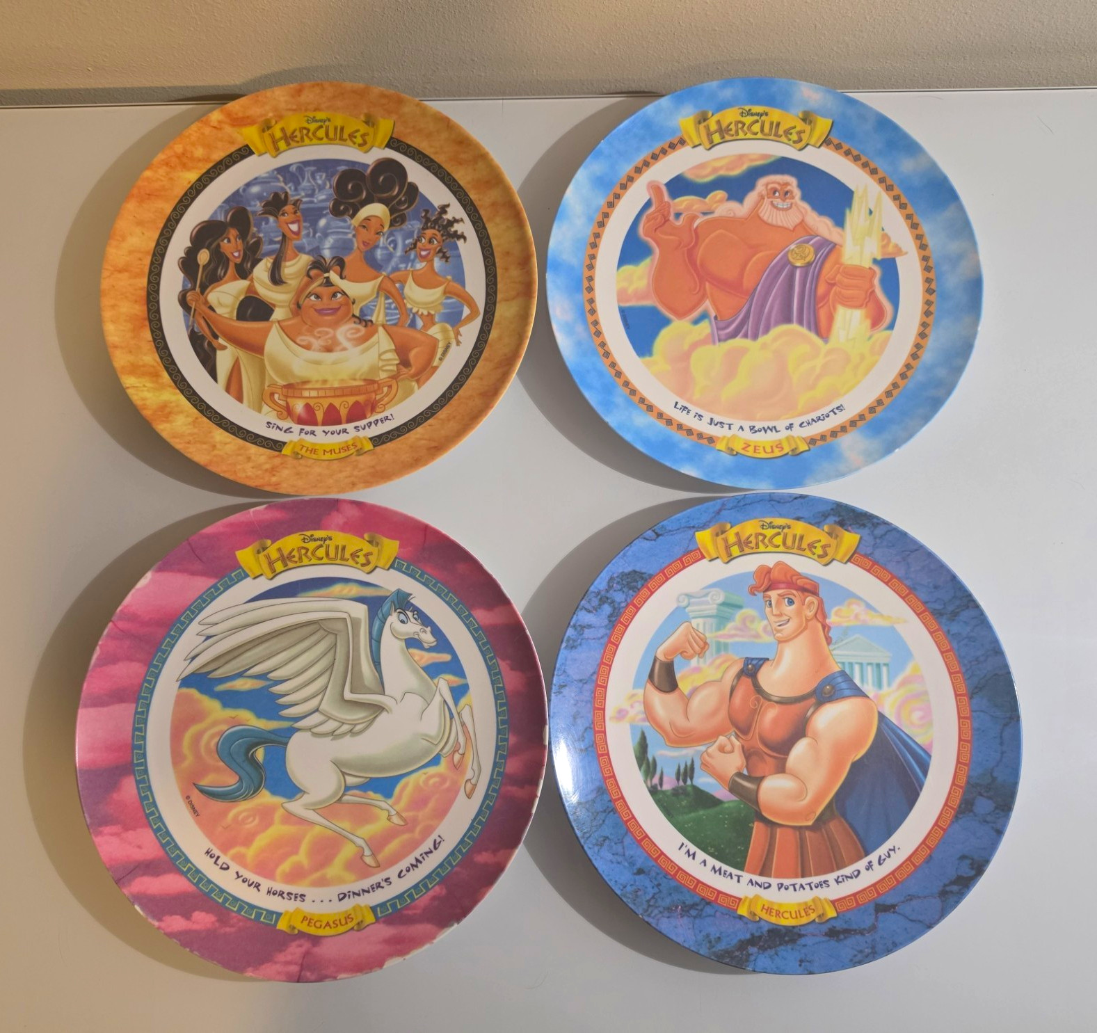Vintage 1997 Disney Hercules Plates Set of 4 McDonald\'s Collector Melamine Lot