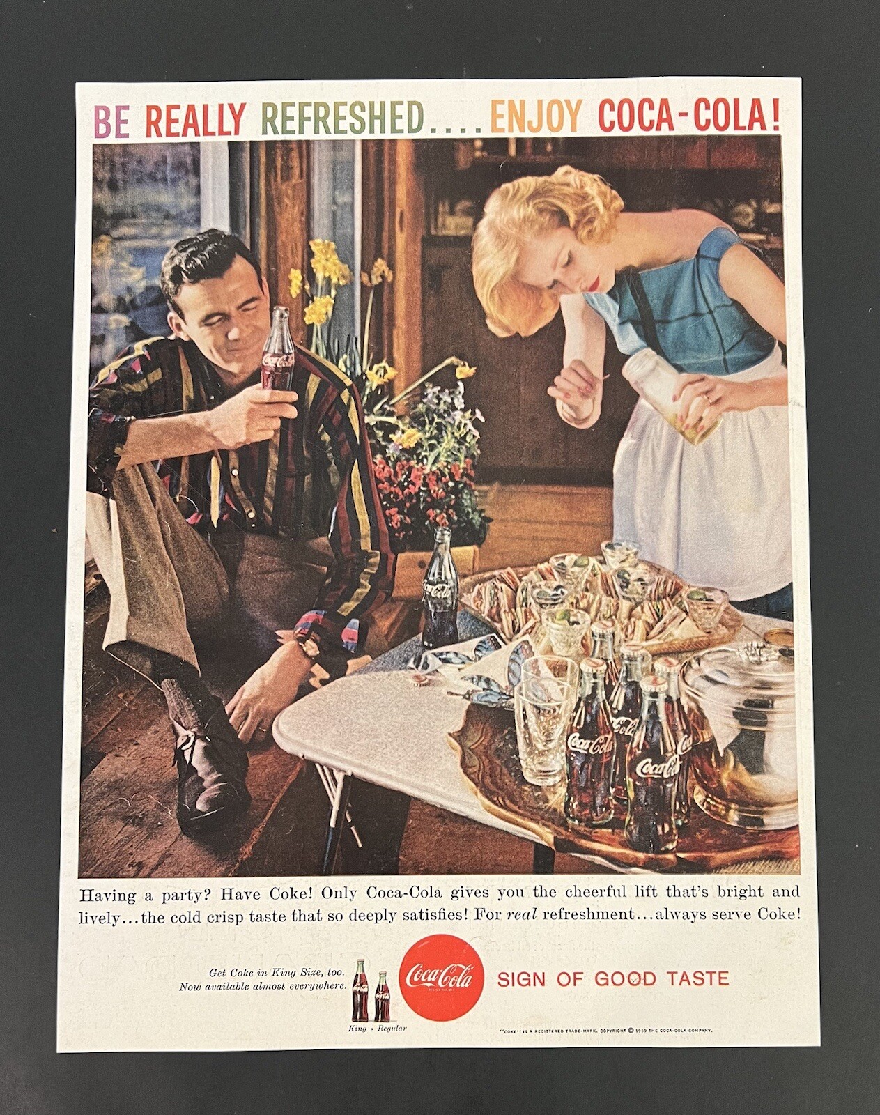 Coca-Cola 1959 Print Ad 10x13 Party Hostess Coke Bottles Mid Century