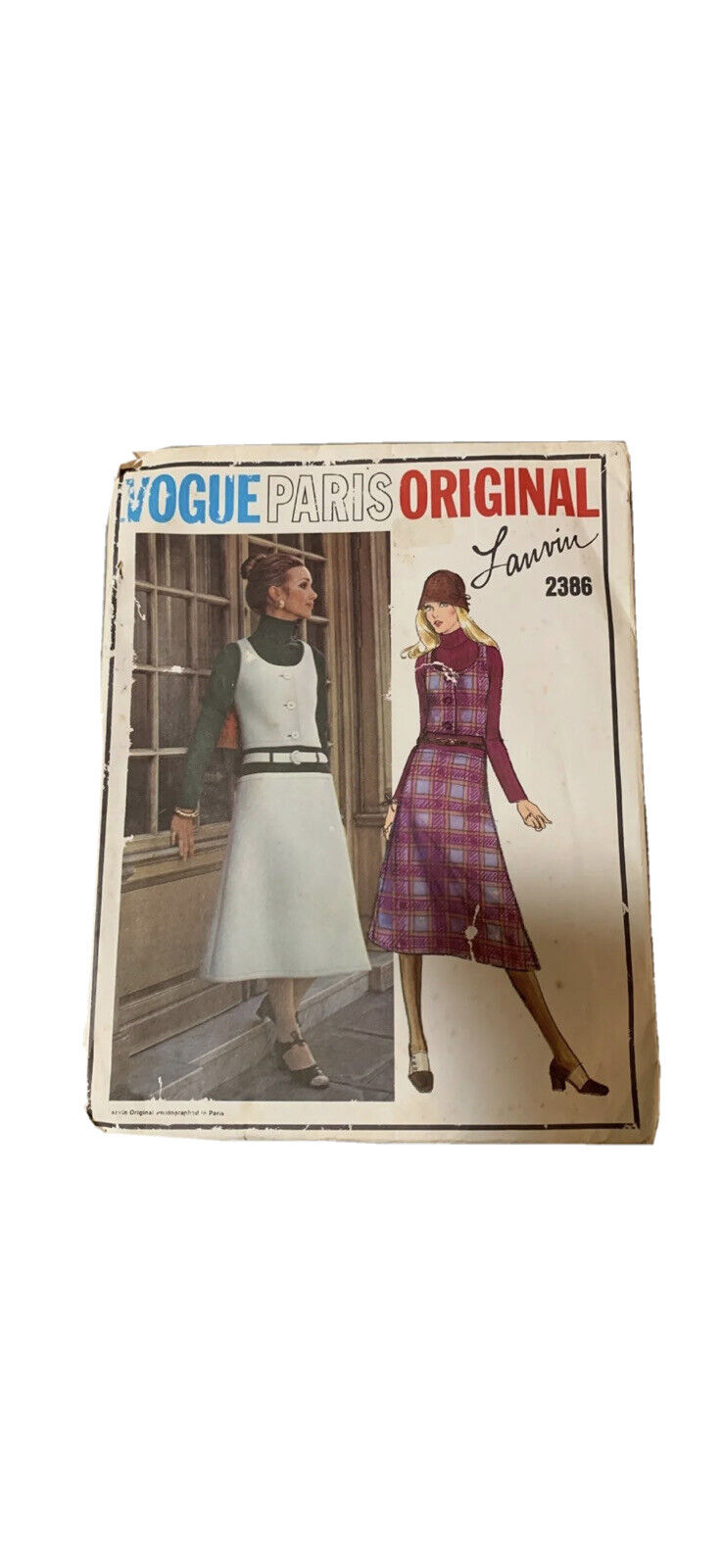 1970s Vogue Paris Original Lanvin Uncut Pattern #2386 - Misses Dress and Vest
