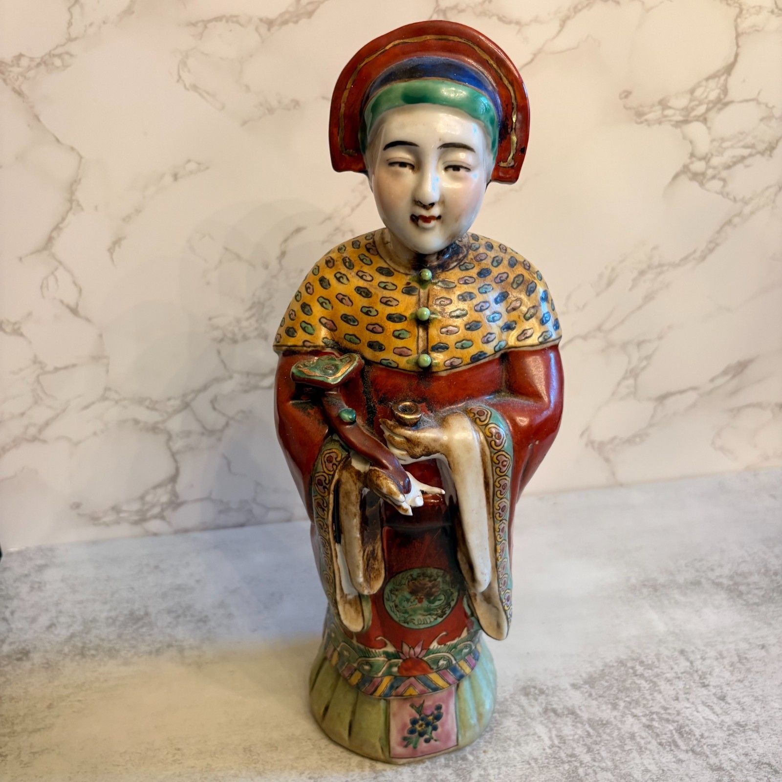 Vintage Chinese Ceramic Court Figure Statue Marked 13.5\