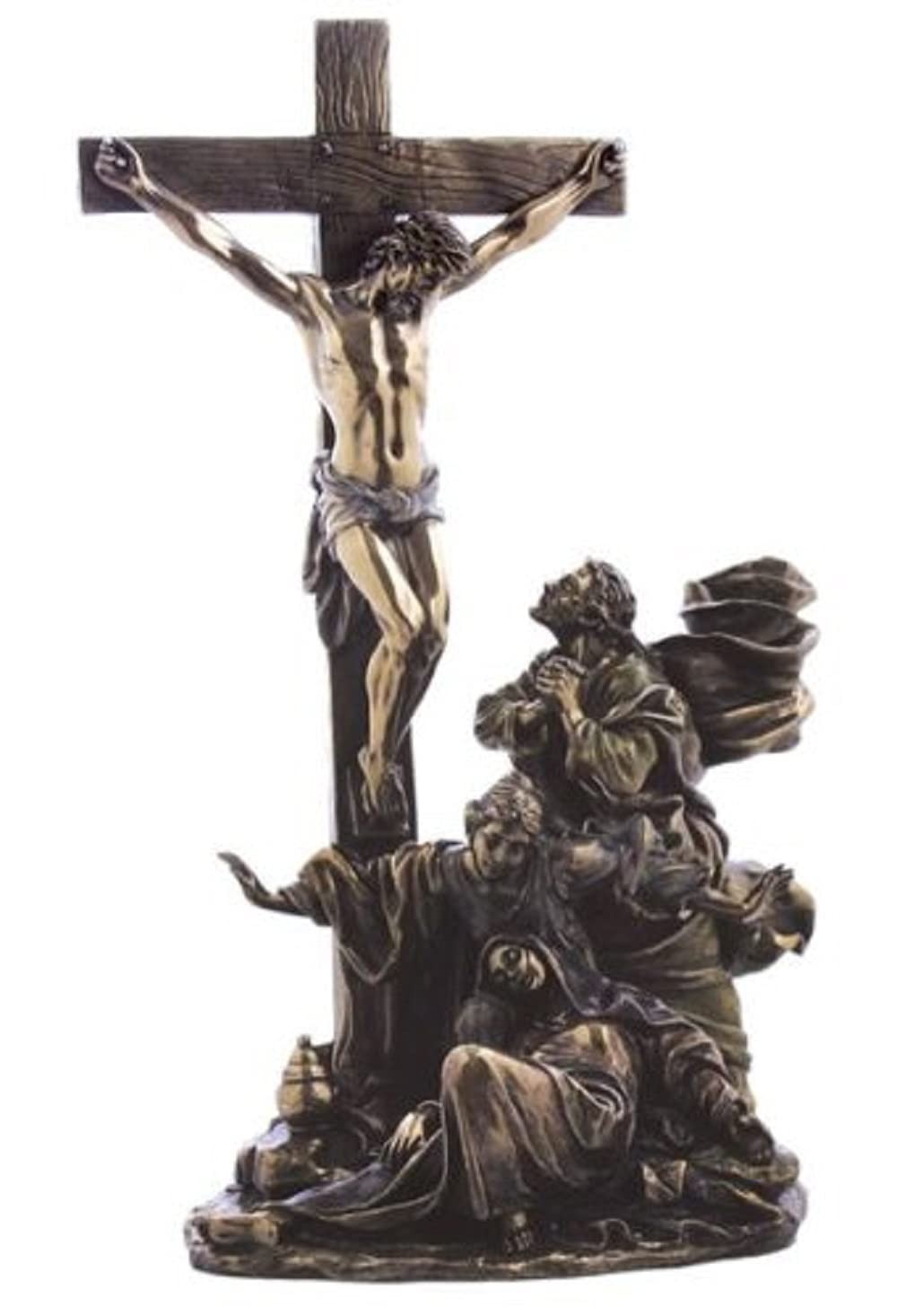 Unicorn Studios WU75187A4 Bronzehued Replica Figurine - Crucifixion Scene