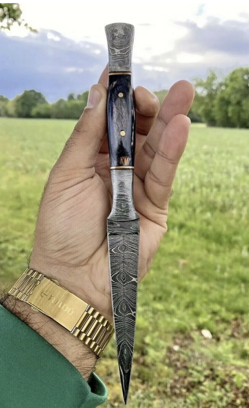 Custom Handmade Damascus Steel Double-edged Hunting Throwing Dagger Knife