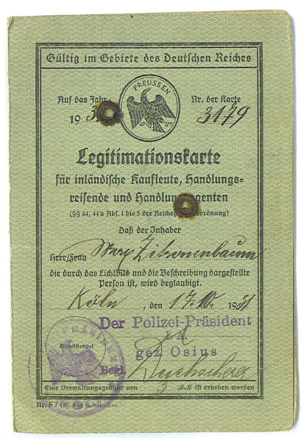 GERMANY 1931 PRUSSIA ID IDENTIFY DOCUMENT NO PHOTO