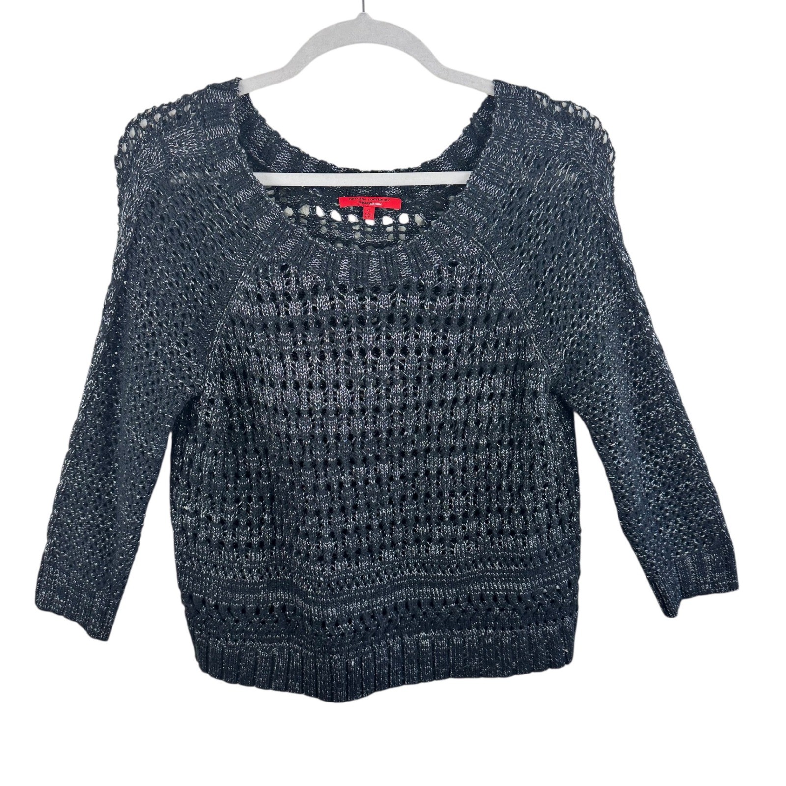 Narciso Rodriguez For Design Nation Black Gunmetal Metallic Sweater Edgy Rock XL
