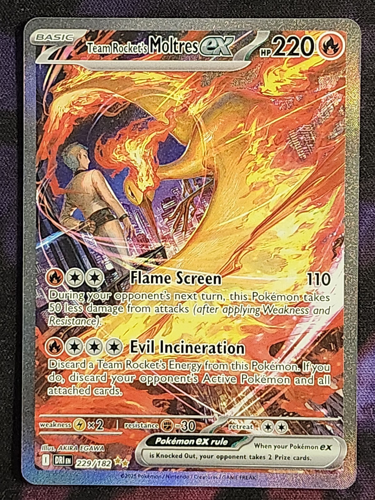 Pokemon Team Rocket's Moltres EX 229/182 Destined Rivals DRI