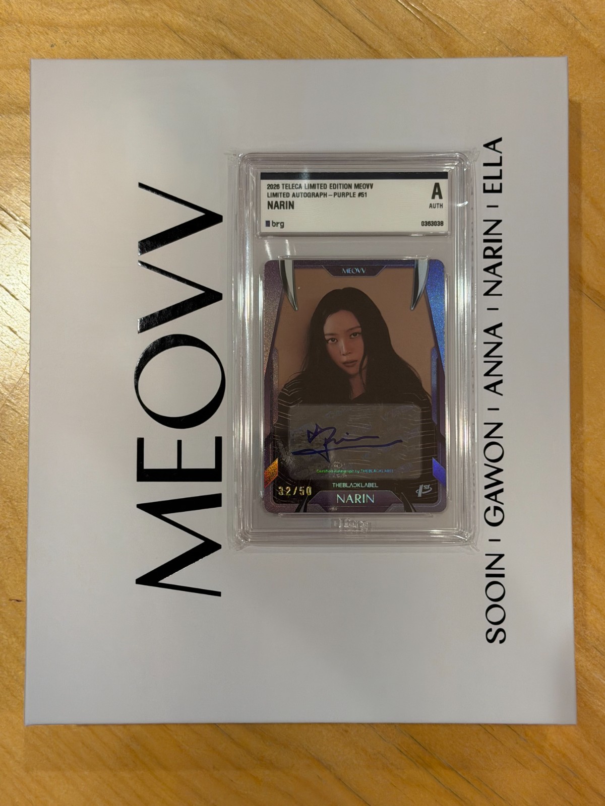 2026 Teleca Limited Edition Meovv Narin Autograph Purple BRG Authentic