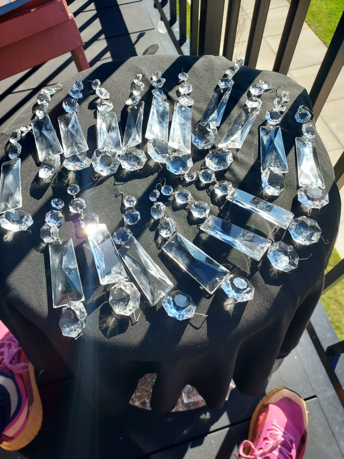 17 VTG Faceted Crystal Chandelier Prism Drops Strands Octagon Coffin 5.75\