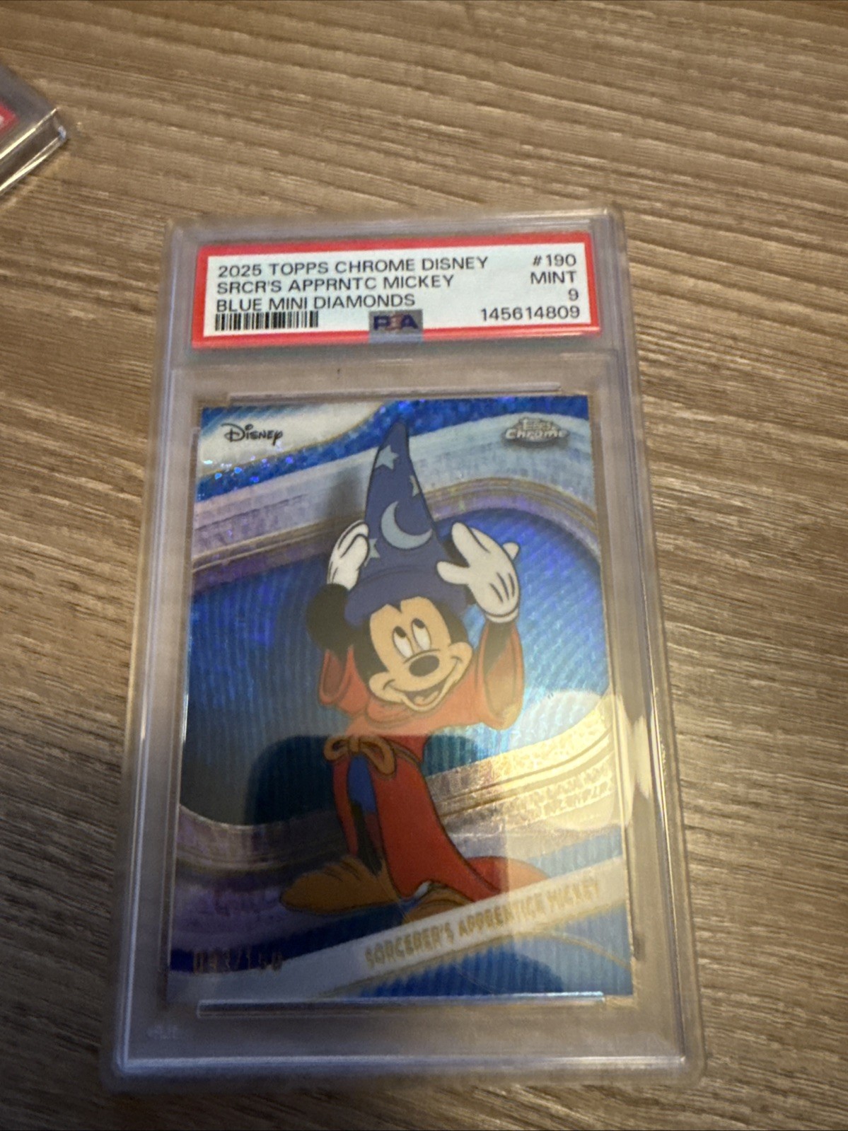 2025 Topps Chrome Disney Sorcerer Mickey Blue Mini Diamonds PSA 9