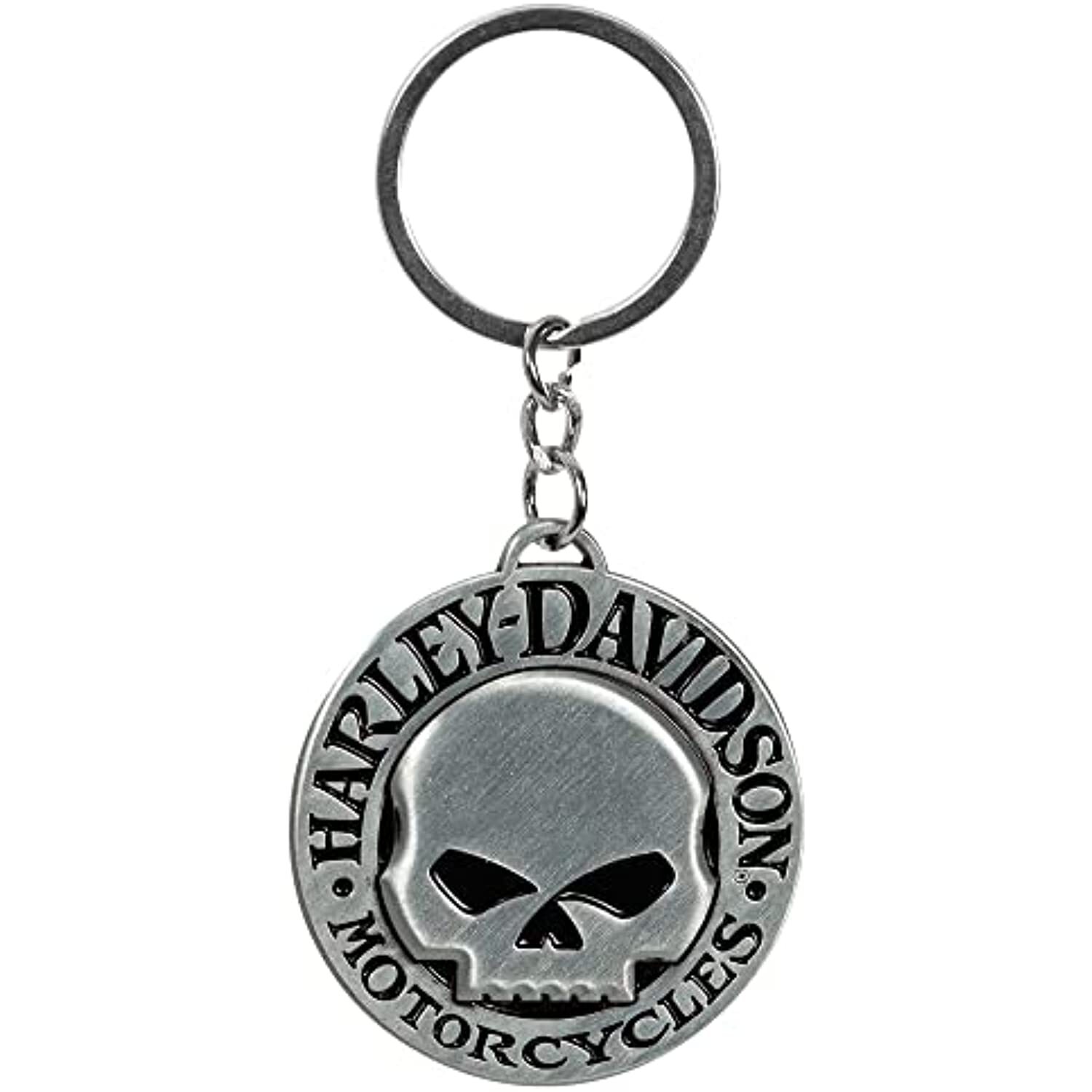 Harley-Davidson Willie G Domed Skull Brusched Metal Finish Key Chain 2