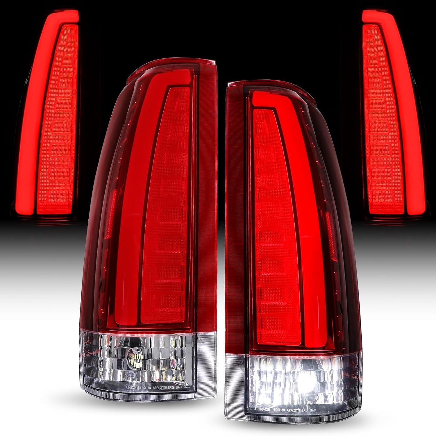 Pair RED LED Tail Lights Compatible with Chevrolet GMC C/K Silverado Sierra Pick