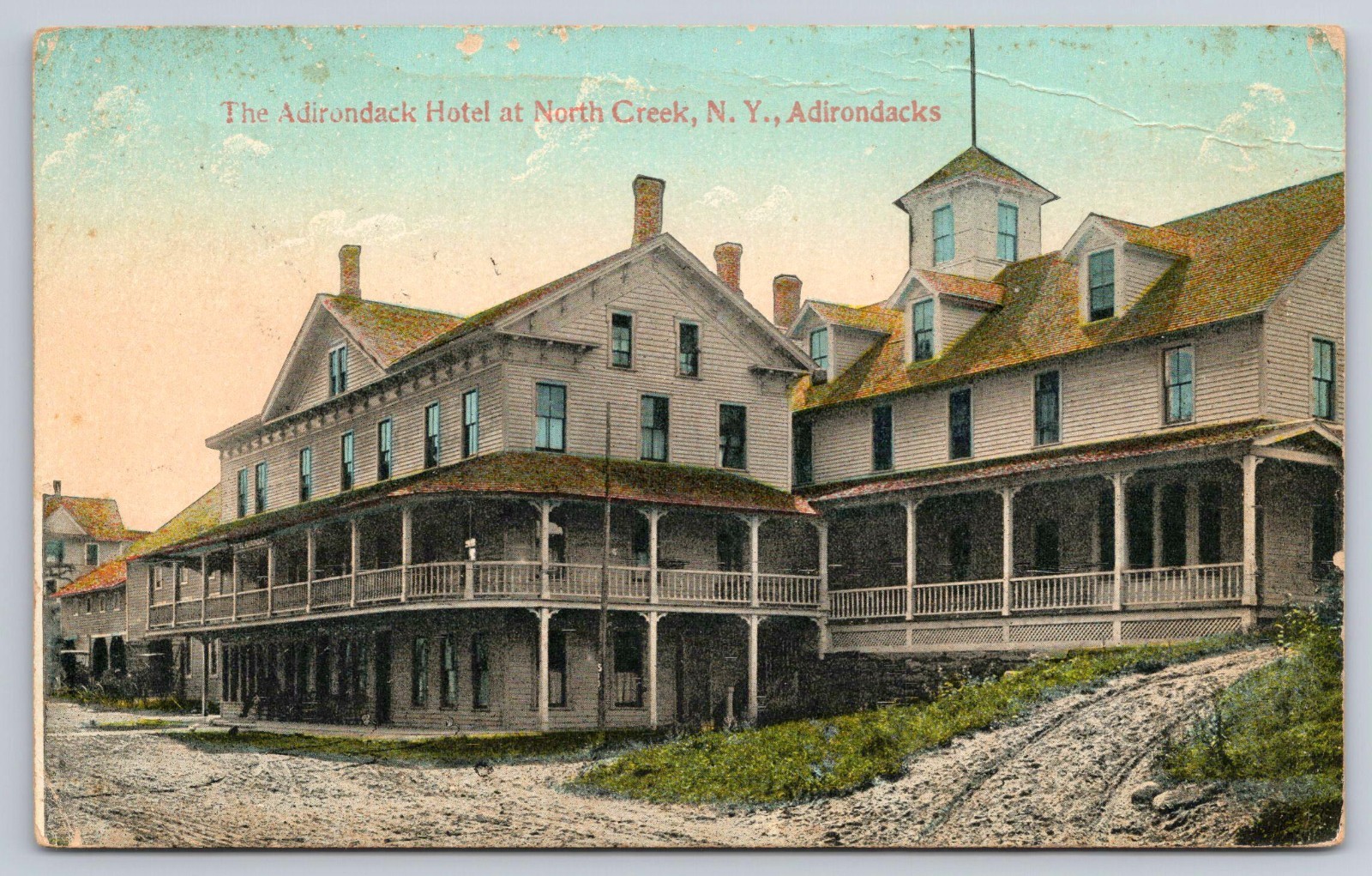 1913 Adirondack Hotel at North Creek New York NY Antique Postcard