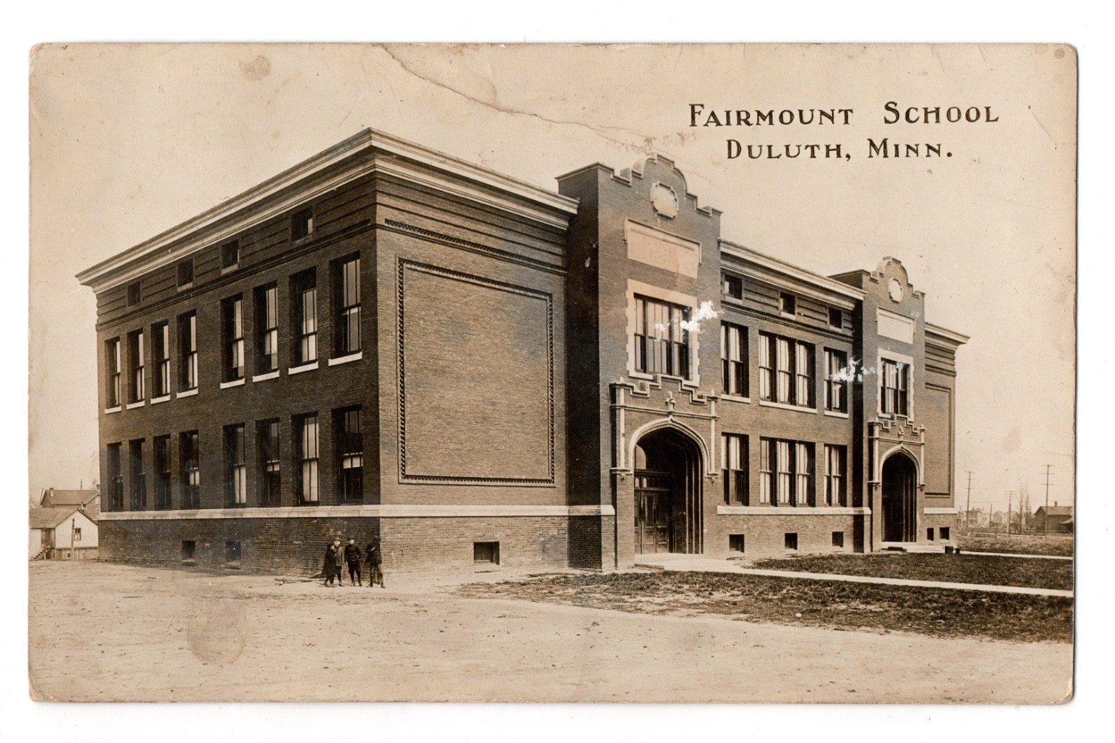 People Fairmount School Duluth Minnesota MN Real Photo Postcard RPPC Posted 1914
