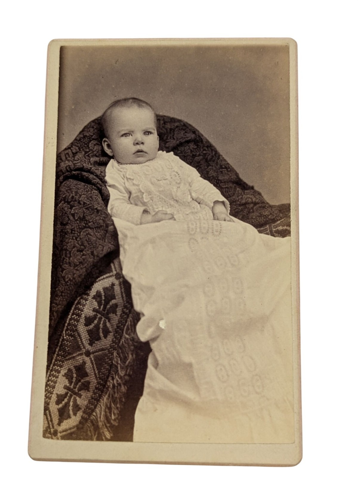 Antique CDV Baby Christening Dress Hidden Mom Victorian Jean Graham Photo 1800s