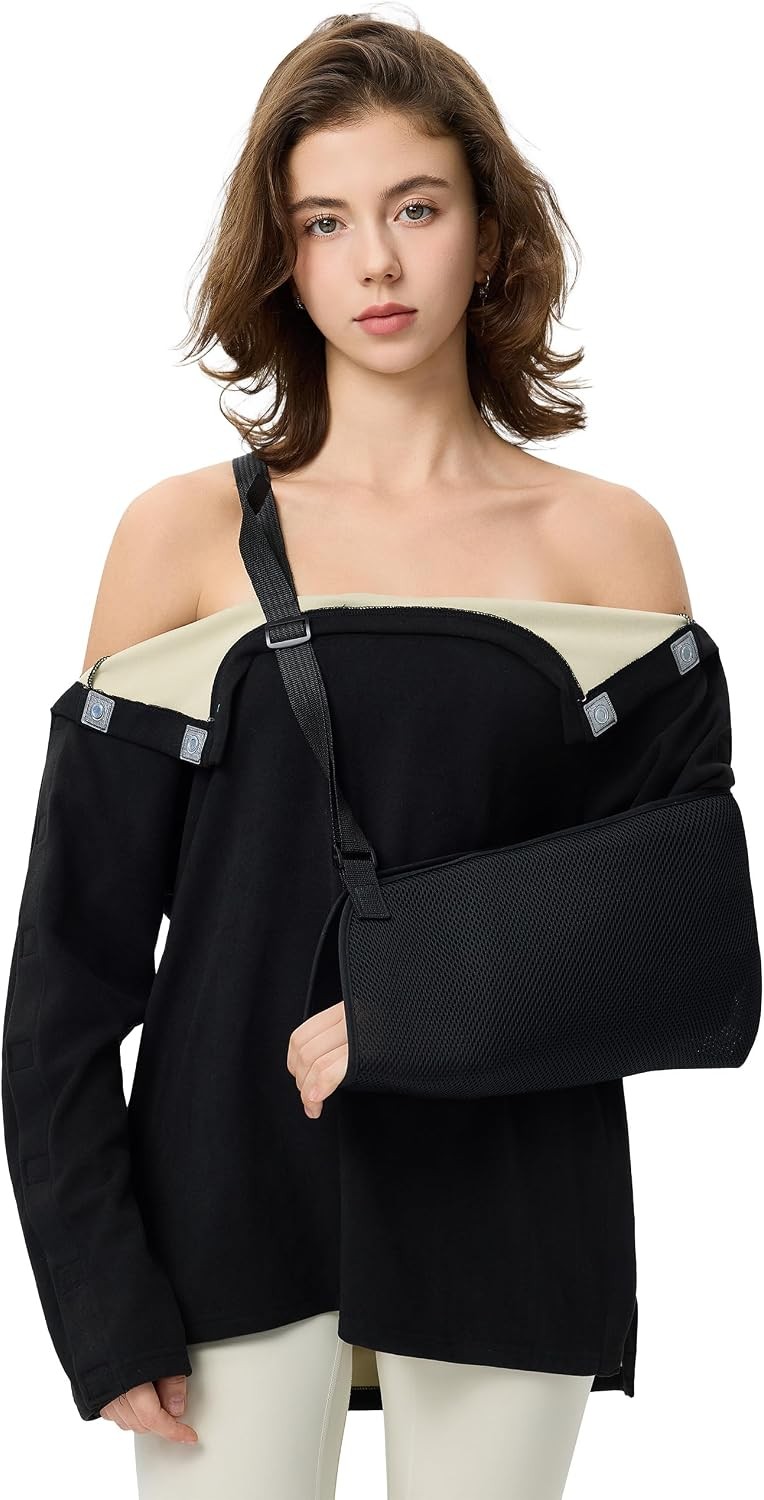 Magnetic Fleece Long Sleeve Post Shoulder Surgery Shirts for Women Tear Away