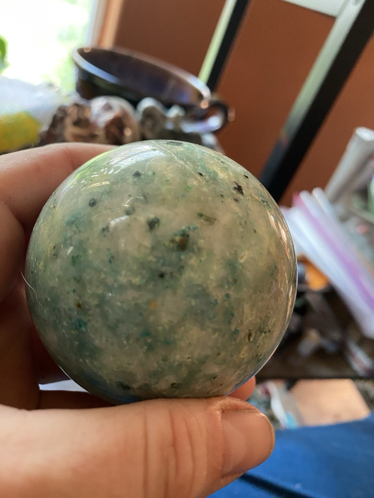 Pheonix Stone Sphere 68.2 mm. .96 Lb. Natural Crystal High Quality