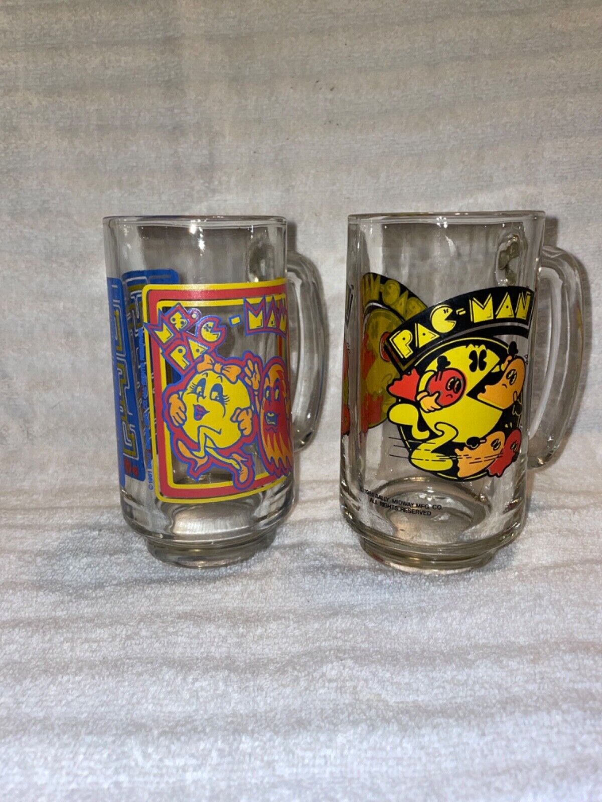 PAC-MAN (1980) & Ms PAC-MAN (1981) Bally Midway Drinking Glass Beer Mug