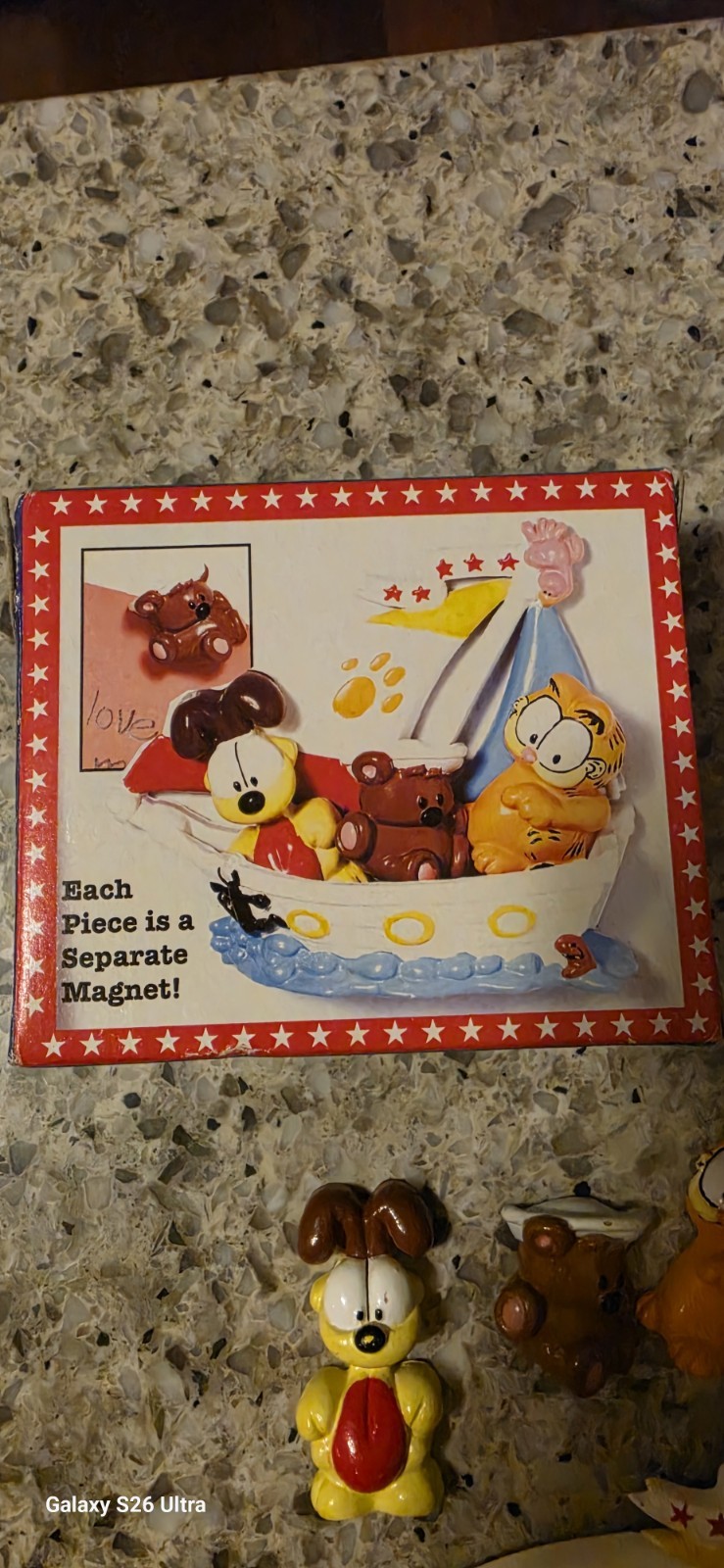Vintage PAWS Garfield, Odie and Pooky Bear In Boat Refrigerator Magnet RARE NIB