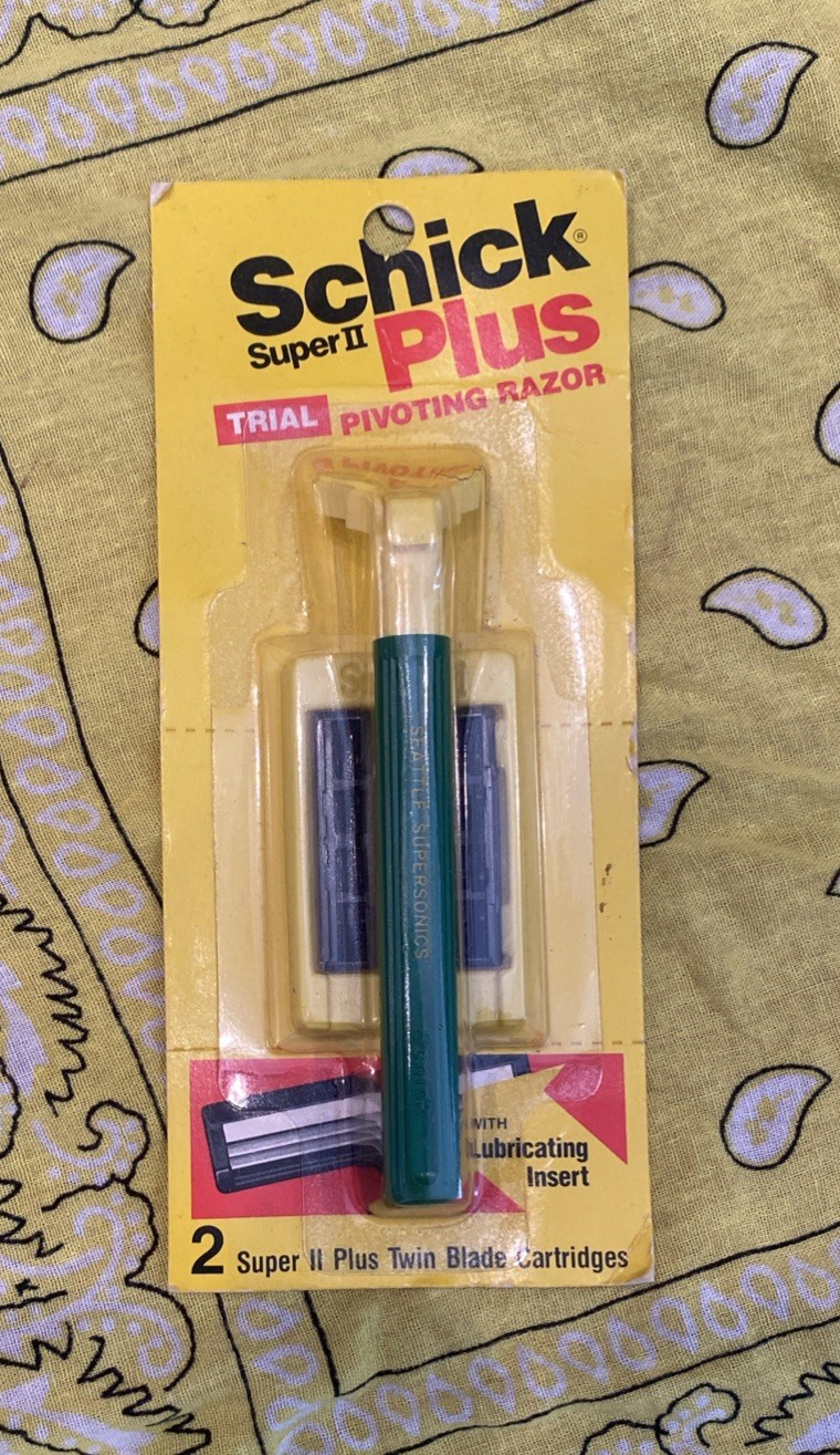 Vintage Schick Super II Plus TRIAL Pivoting Razor Blades Seattle Supersonics NOS