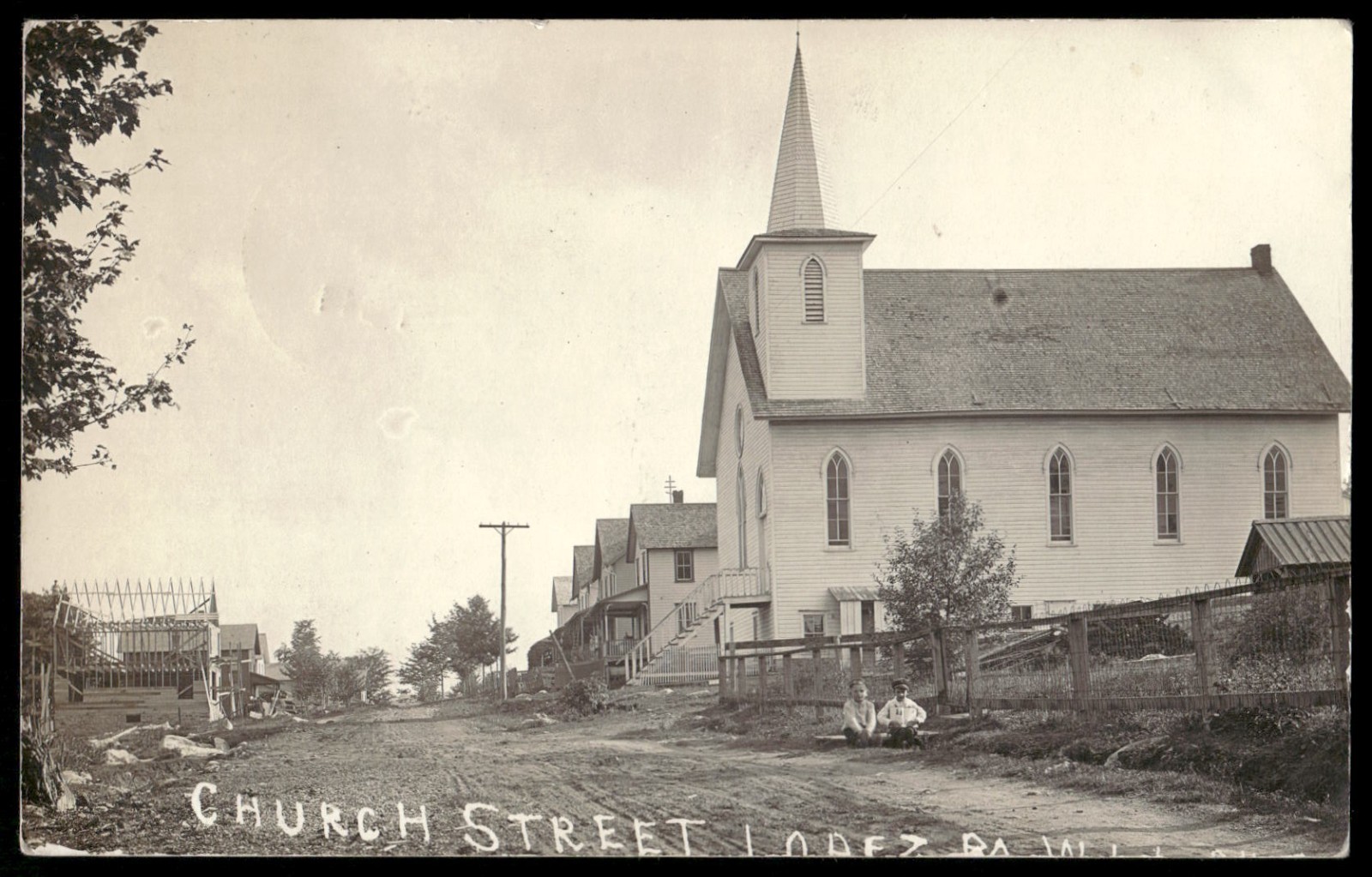 Vintage Real Photo Postcard Church Street Lopez Pennsylvania 1911