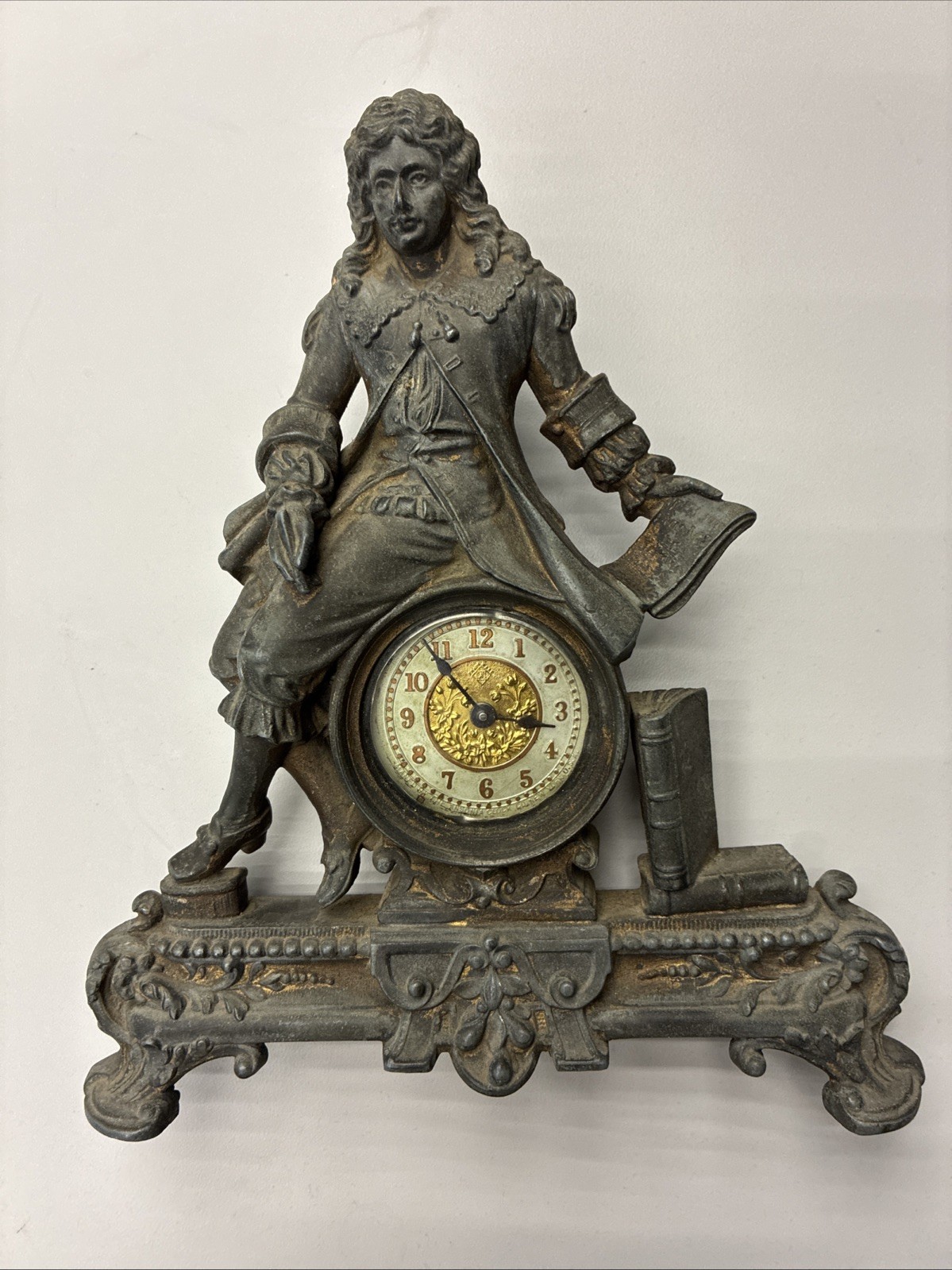 19th Century Scholar Ansonia Figural Clock of French Physicist Denis Papin Rare