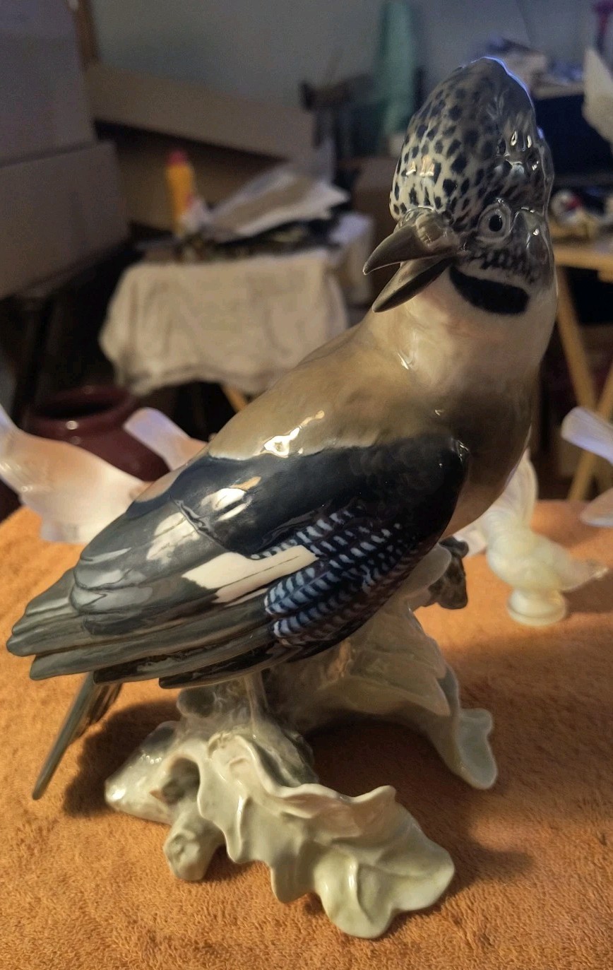 DEFECTIVE Vintage Rosenthal Germany Heidenreich Porcelain Blue Jay Bird  G3D