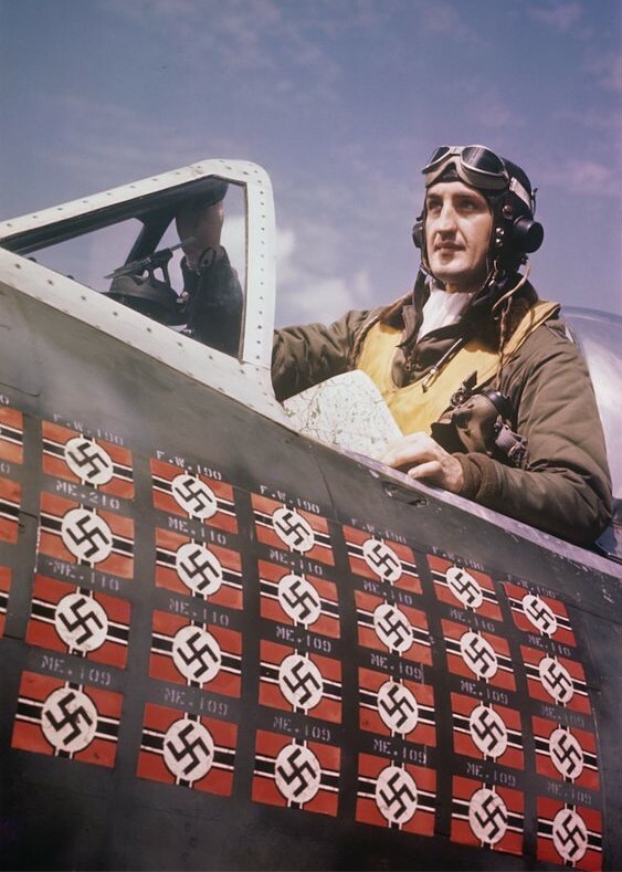 Major Francis Gabby Gabreski P47 Thunderbolt RAF Boxted WWII Re-Print #1018 4x6 