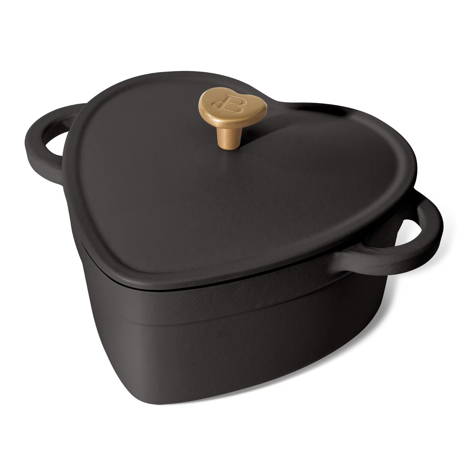 Beautiful 2QT Cast Iron Heart Dutch Oven, Black Sesame
