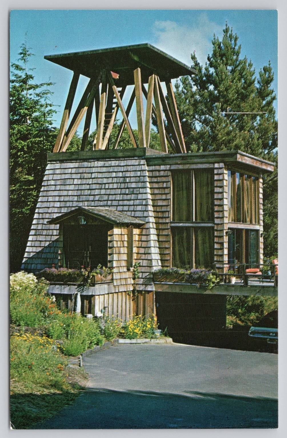 Watertower Cottage Heritage House Little River California Vintage Postcard