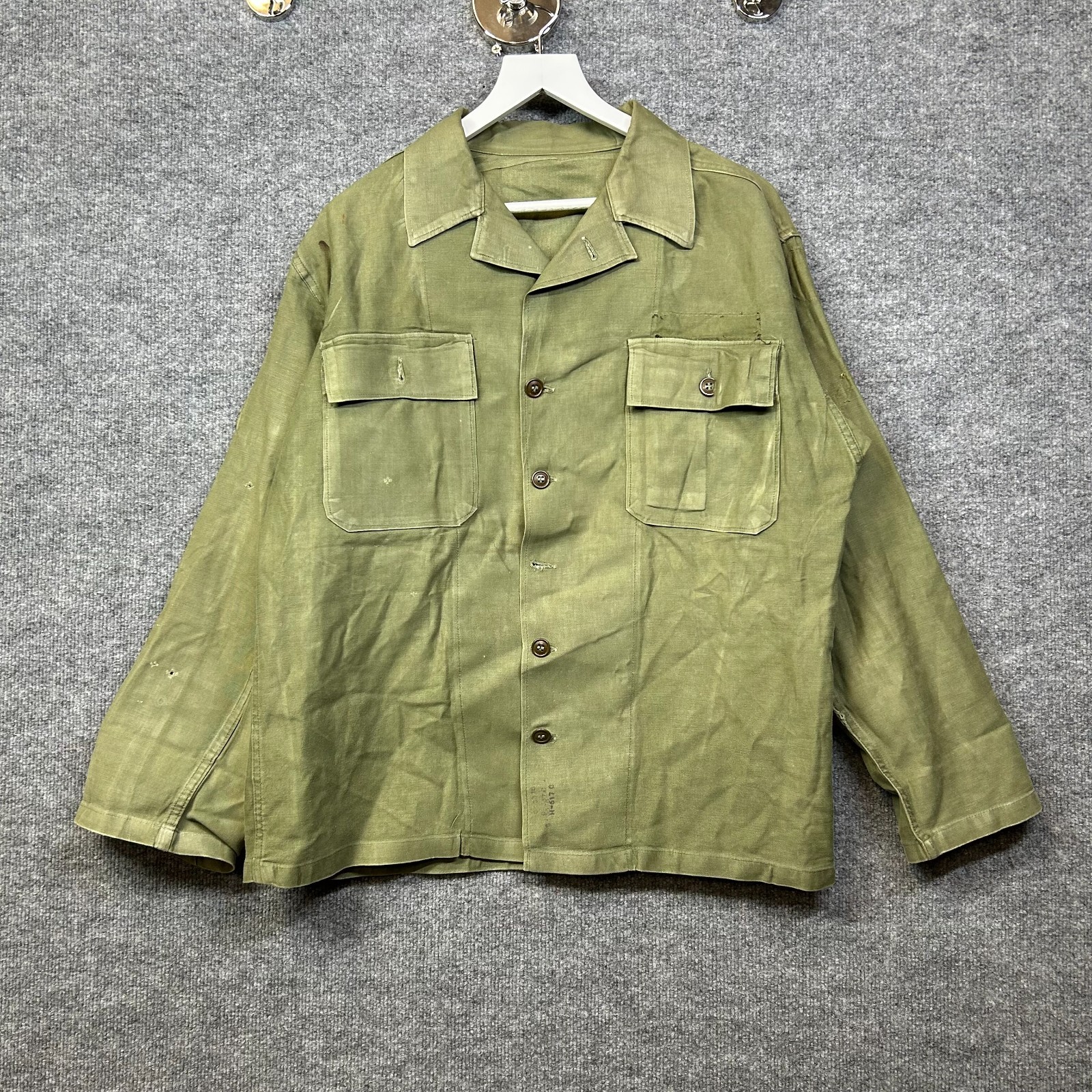 VTG US Army WWII HBT Military Jacket Men\'s Olive Green Herringbone Twill Utility