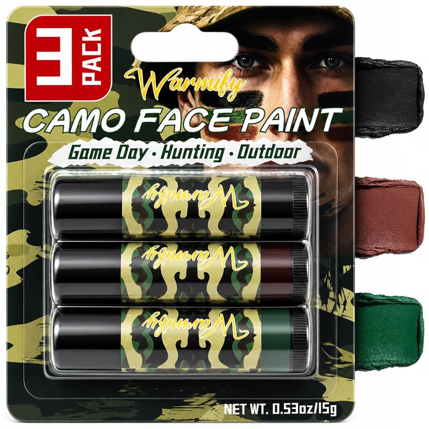 Camo Face Paint Stick 3 Colors Camouflage Makeup Eye Black Face Paint Camouflage