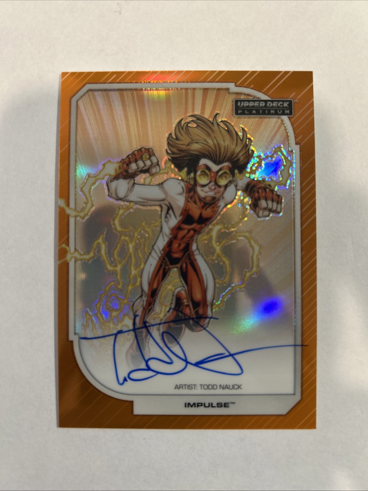 Impulse 2026 Upper Deck DC Platinum /35 Orange Rainbow Artist Auto Todd Nauck