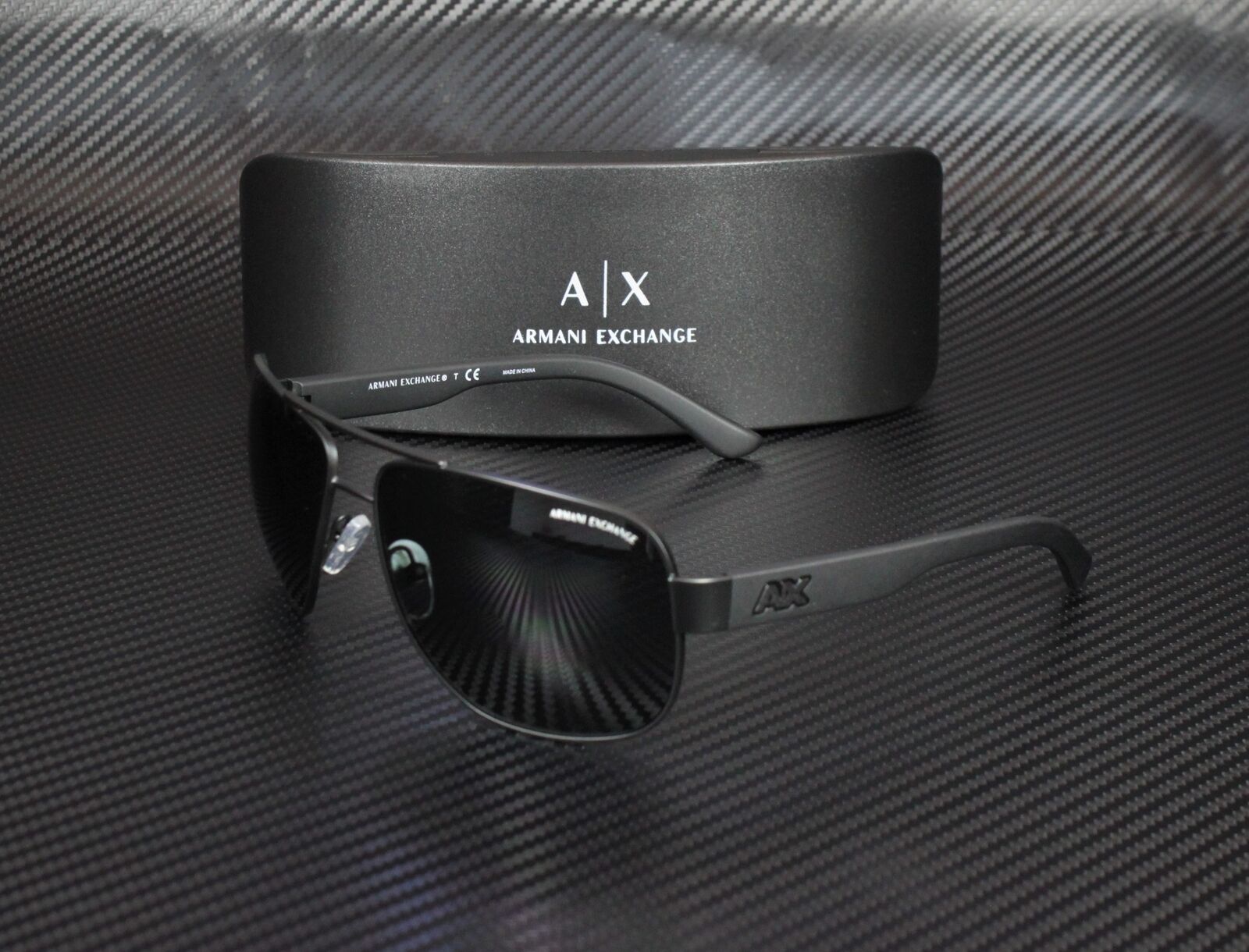 ARMANI EXCHANGE AX2012S 606387 Satin Black Bk Grey SoIId 62 mm Men\'s Sunglasses