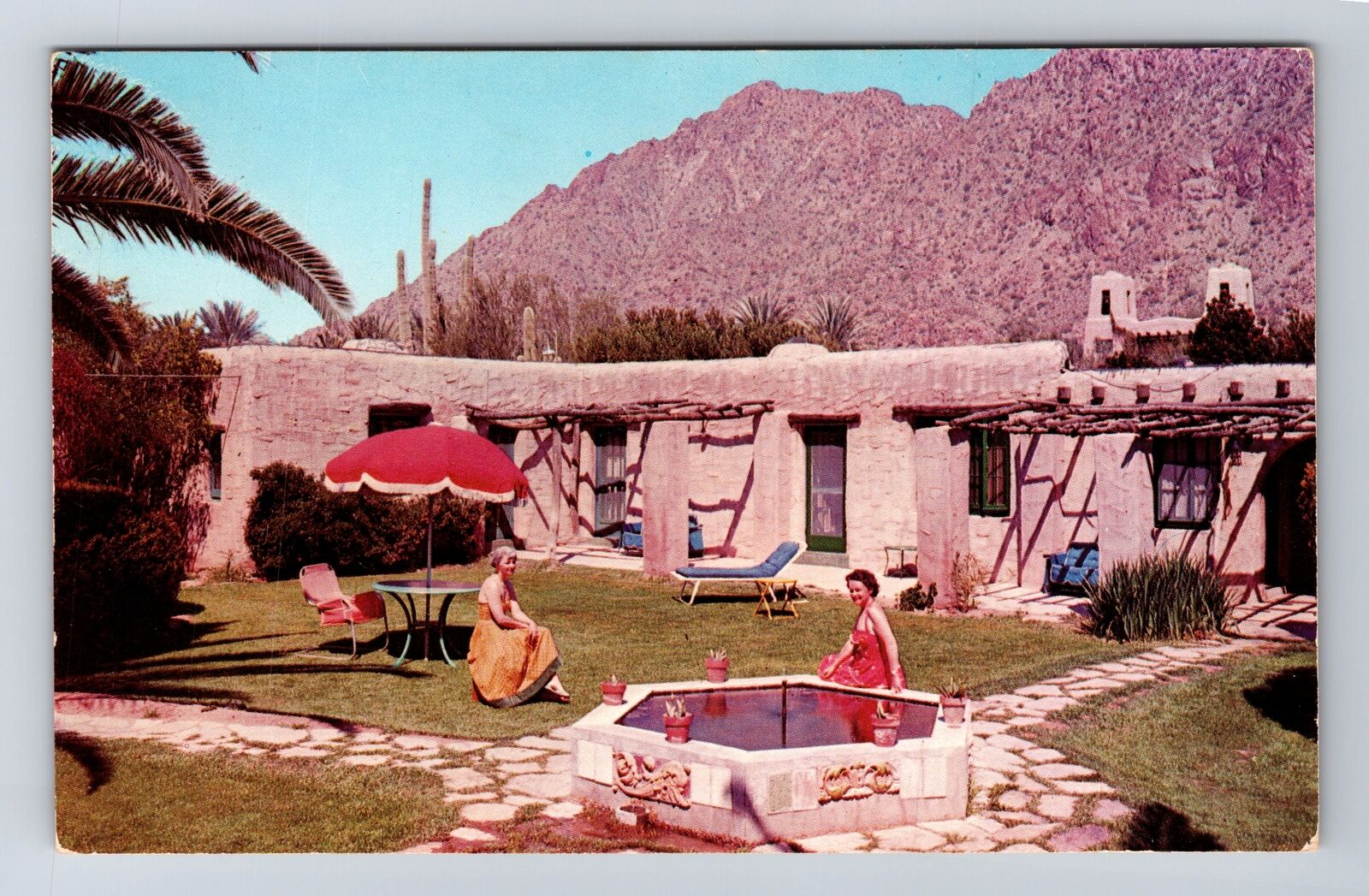 Phoenix AZ-Arizona, Pima House Patio, Jokake Inn, Antique, Vintage Postcard