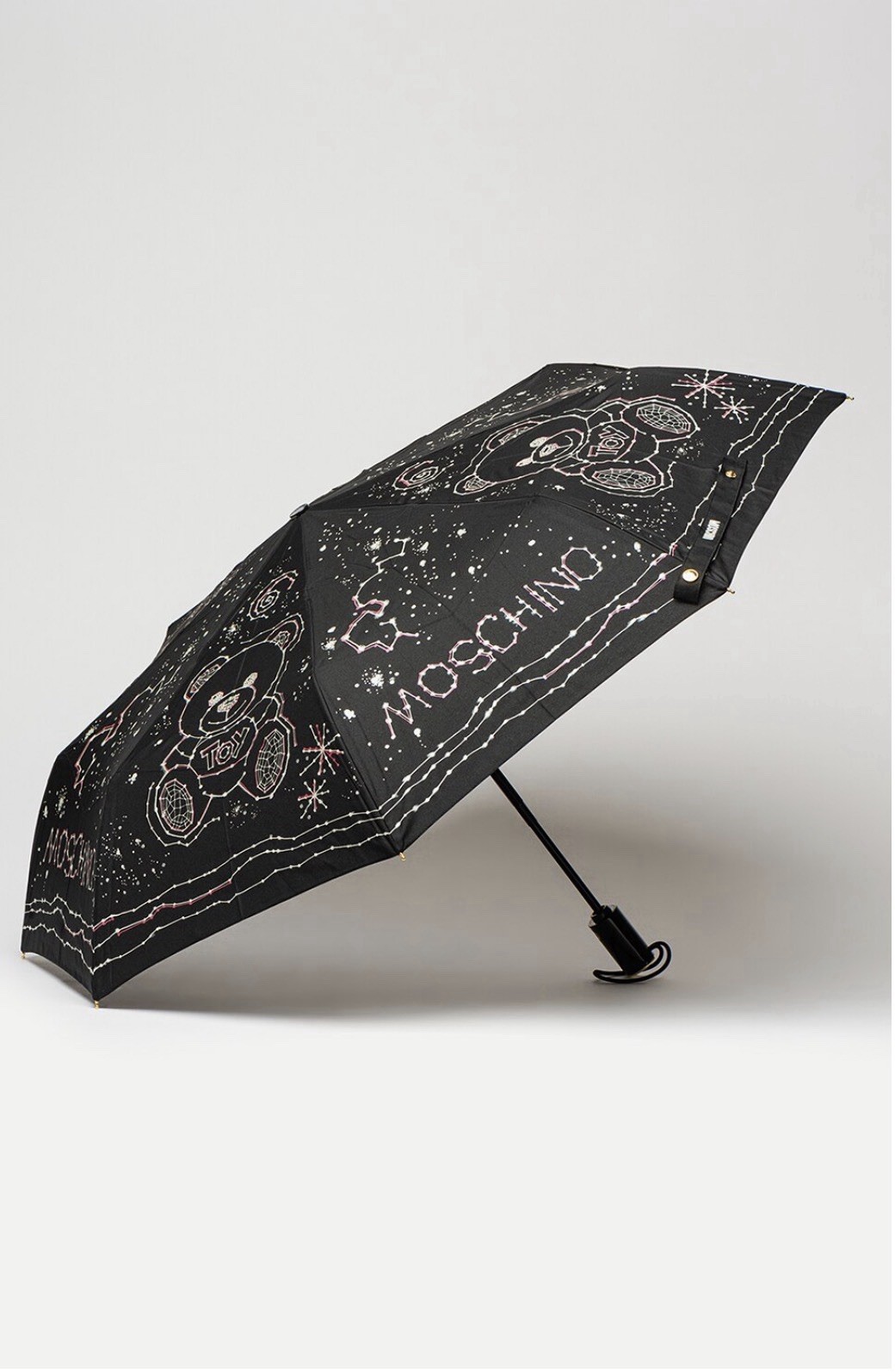 NWT Authentic MOSCHINO Bear Pattern Folding Umbrella UV Protection